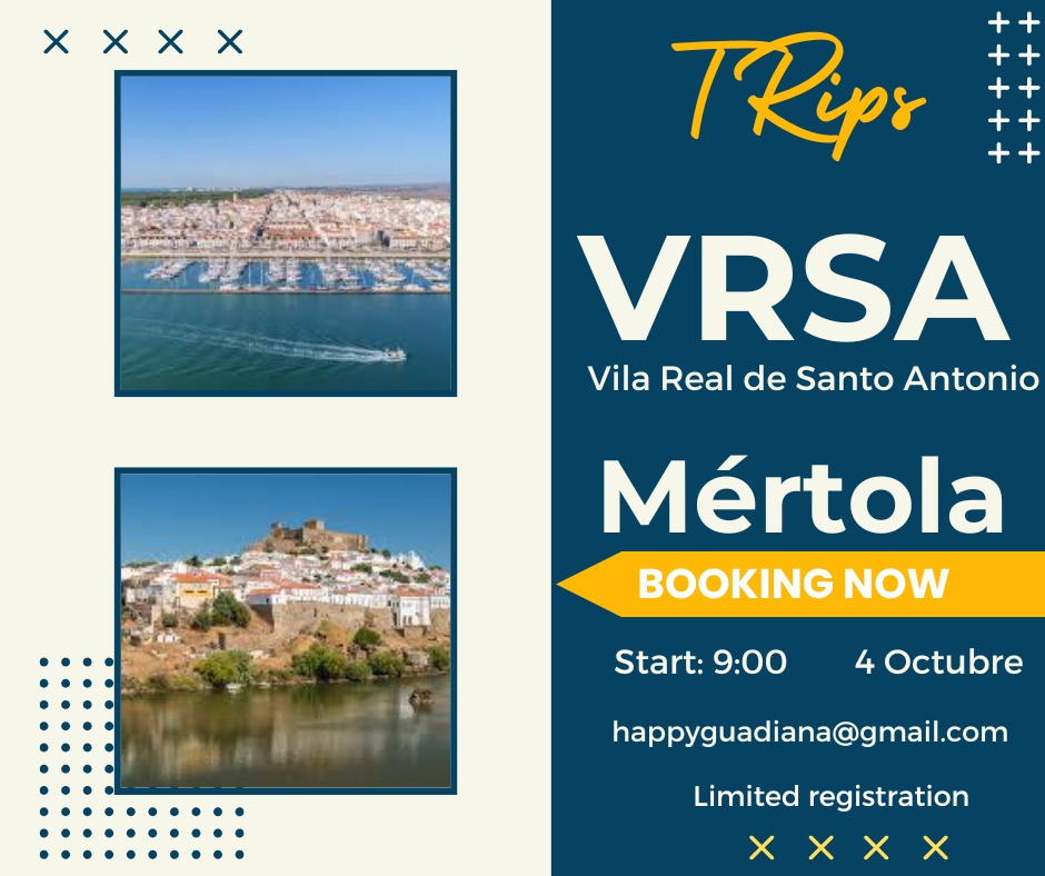 🚤 Passeio de Barco: Vila Real de Santo António → Mértola
Com paragens em Alcoutim e Pomarão | Regresso de carro incluído
Viva um dia único no coração do Guadiana, num passeio de barco que o levará desde a cidade de Vila Real de Santo António até à encantadora vila histórica de Mértola, navegando por paisagens naturais de cortar a respiração.
🕘 Partida: 09h00 – Vila Real de Santo António
🍽️ Paragem em Alcoutim: 2 horas para almoço livre e tempo para explorar
🌿 Paragem no Pomarão: 30 minutos para visitar esta aldeia mineira
🏛️ Chegada a Mértola: 18h00
🚗 Regresso de carro incluído para Vila Real de Santo António
Durante o percurso, mergulhe na tranquilidade do rio, admire a fauna e flora locais e conheça aldeias ribeirinhas repletas de história. Em Alcoutim, terá duas horas para desfrutar de um almoço à beira-rio e descobrir o charme local. A viagem segue depois com uma breve paragem no Pomarão, uma aldeia marcada pelo passado mineiro e pelas suas paisagens imponentes.
Finalizamos o passeio em Mértola, conhecida como “vila-museu”, onde terá oportunidade de apreciar a sua beleza e legado cultural. O regresso a Vila Real de Santo António será feito confortavelmente de carro, com chegada prevista às 18h00.