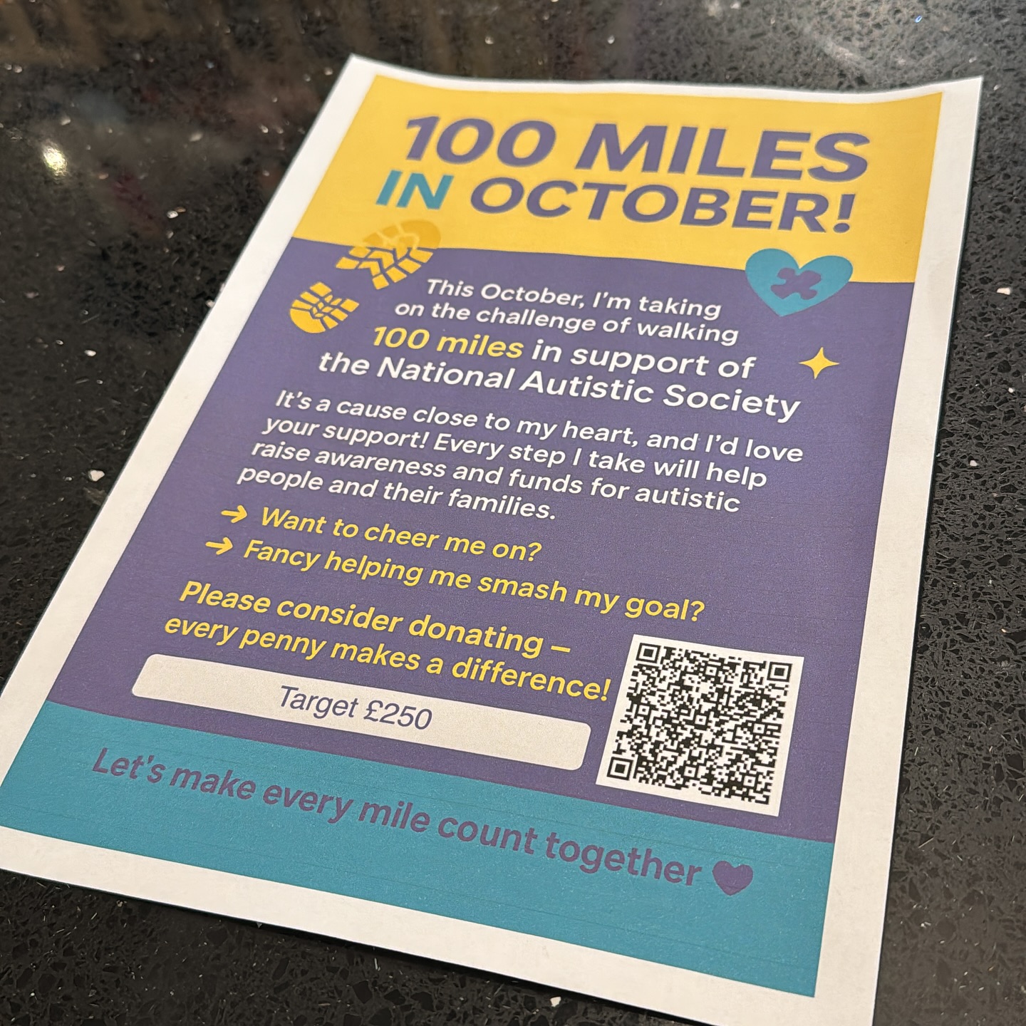 I’ve done a thing and signed up to walk 100 Miles in October! 👟🫣
Raising money for @nationalautisticsociety a cause close to my heart, and I’d love your support. Every step I take will help raise awareness and funds for autistic people and their families.
If you would like to help me toward reaching my fundraising goal, please consider donating at https://www.justgiving.com/fundraising/Emma-Louise1758396061315?utm_medium=FR&utm_source=CL
It would really mean a lot 🧩