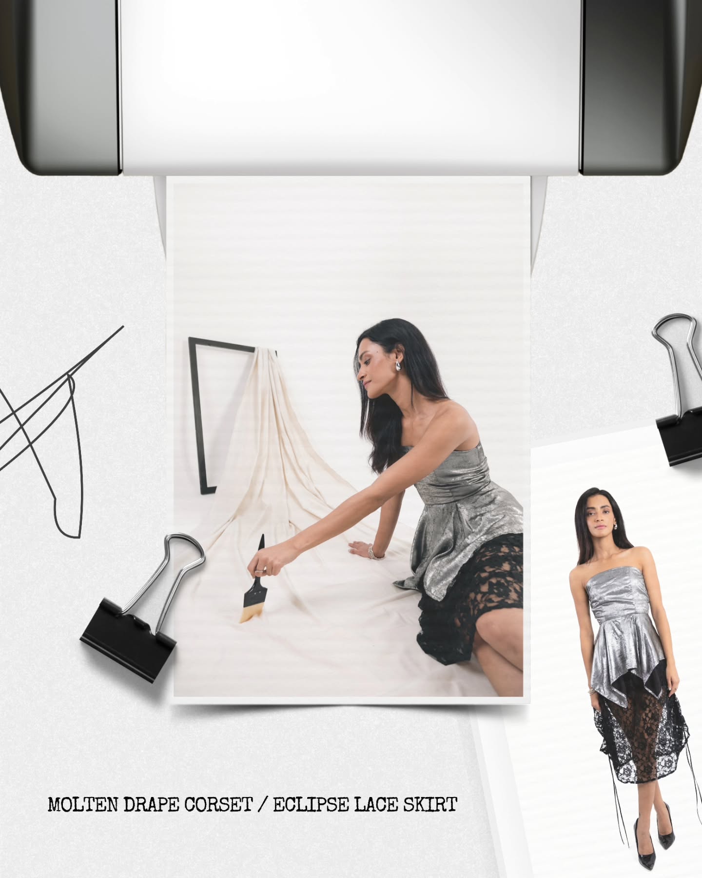 She paints herself in contradictions : fluid drape, fragile lace, unyielding form.
Live on www.subjkt.in