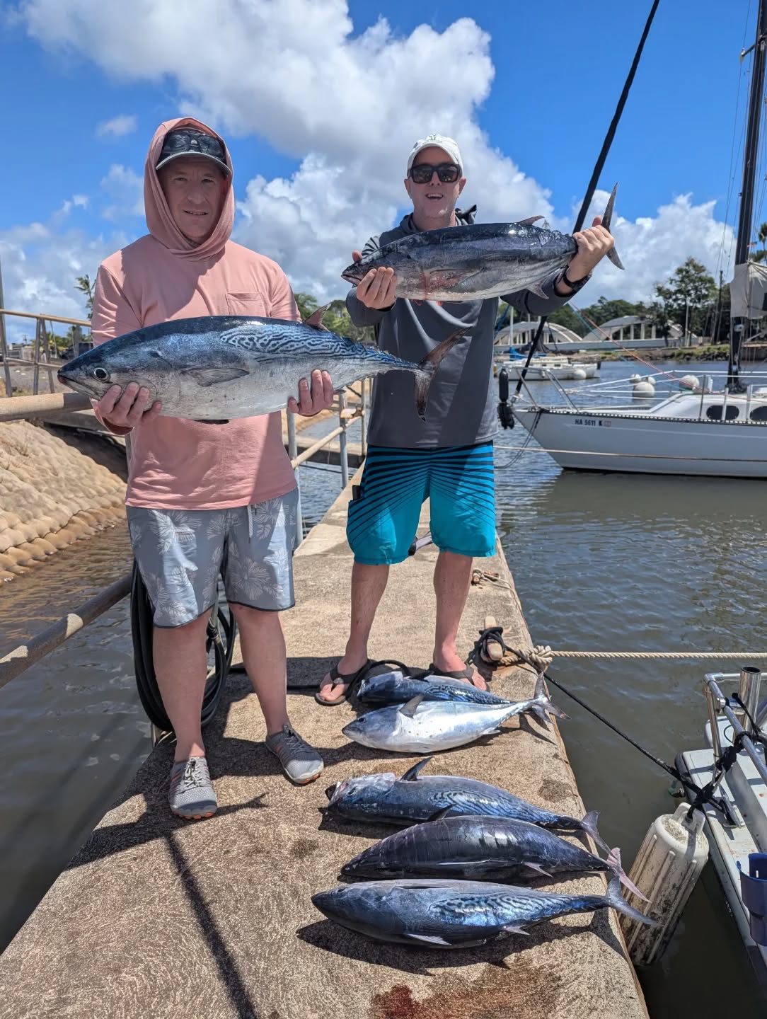 Put this half day charter duo to the test today! 2 Aku and 4 kawakawa.
2 Aku left for $40 each and 1 Kawakawa for $40 selling whole now if anyone is interested.
PM, Text, or Call!
808-594-7799
For charters check out:
Gofishoahu.com
#hanapaa #freshfish #kawakawa #deckhand #fishingfordinner #fishtacos #bakedfish #ceviche #poke #sahimi #trolling #pelagicfishing #fishingbooker #haleiwafishingcharter #haleiwa #hawaii #fishingkids #hawaiifishingcharter #oahufishing #oahu #dinnerfish #livetofish #captainmatt #lines #lures #rods #reels #polebender #luckylasshaleiwacharters #gofishoahu