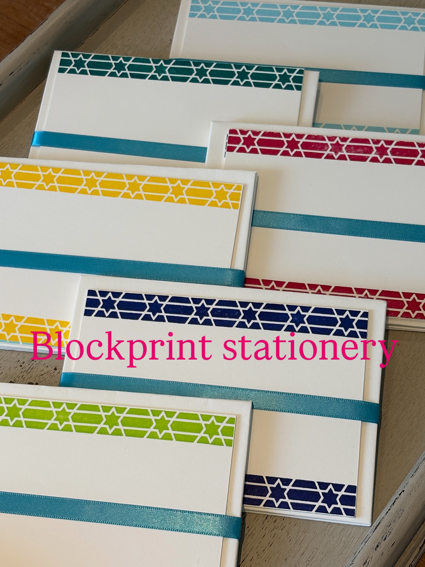 Who doesn’t love a blockprint?
Printed with a hand cut block, in six joyful colours.