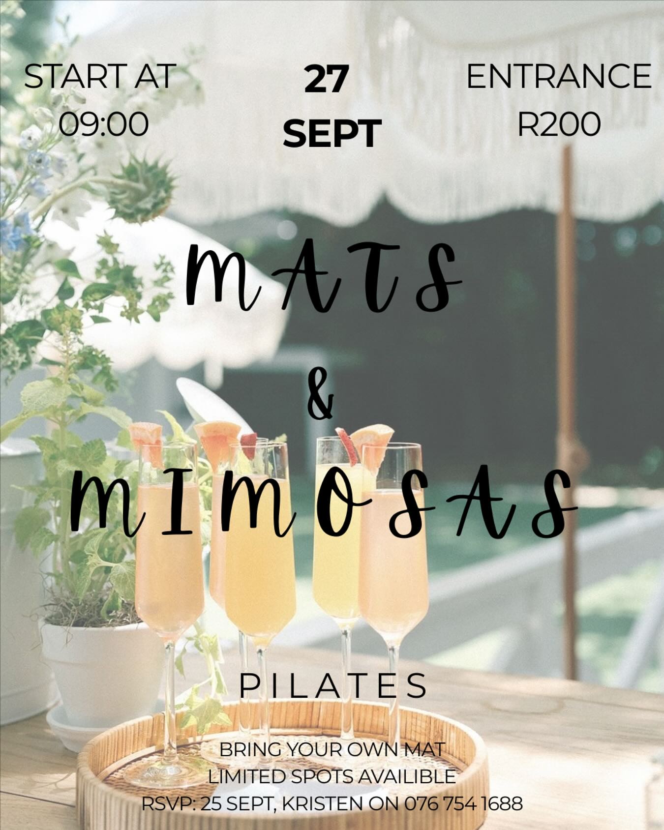 Pilates This Saturday! 🧘♀️☀️🥂