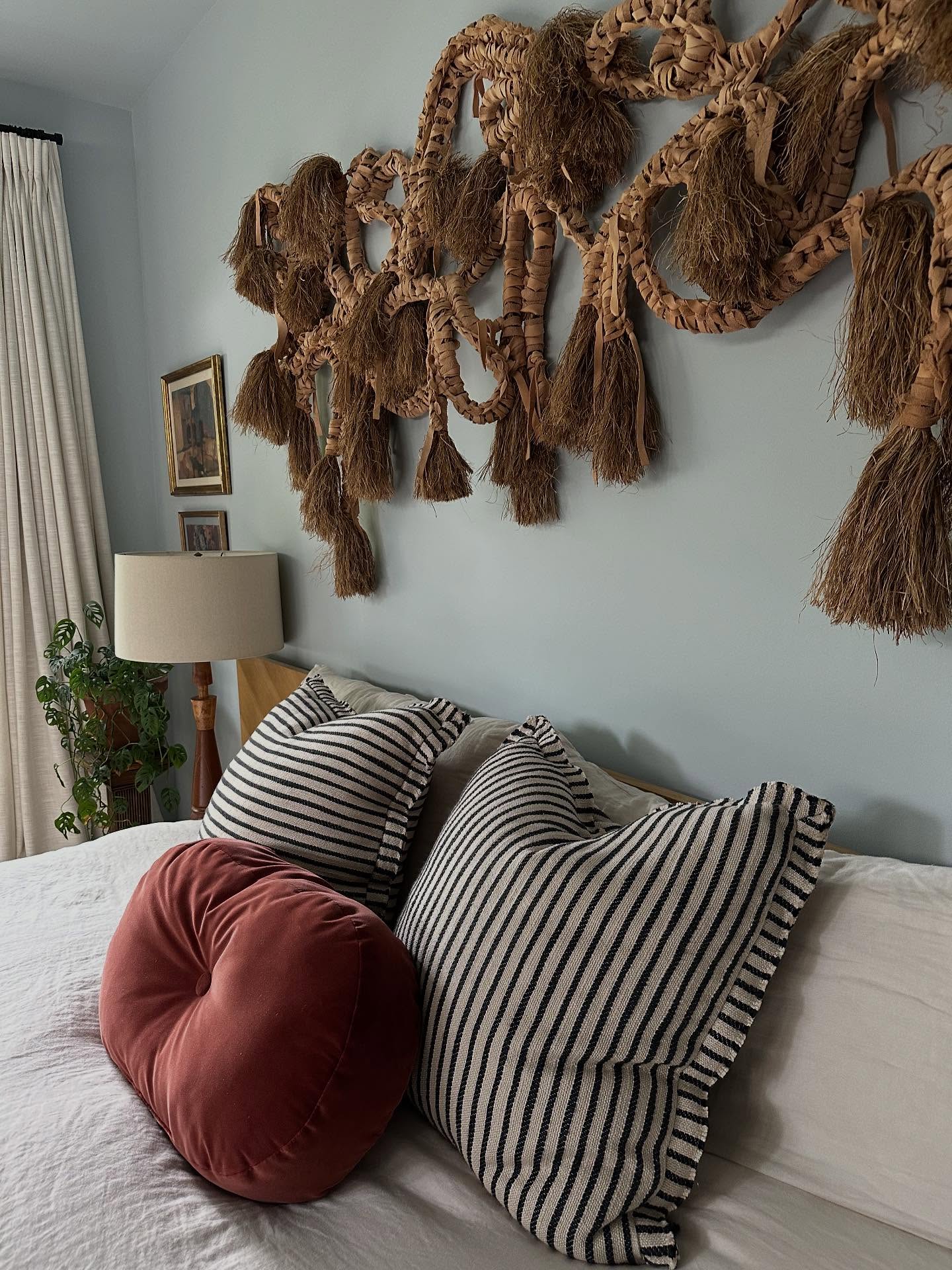 I knew I wanted blue in the bedroom. I had a swatch taped to the wall for upwards of a year so blue was definitely it. But when it came time to actually paint the room, I was glad I put actual paint on the walls themselves to really see how they would look.
To my surprise, my first pick leaned too dark and although the room gets plenty of north facing light, I didn’t want to be waking up in a cave. So I veered lighter.
This warm, soft blue does not read
“Little boy blue”. It reads sophisticated, serene, and truly gorgeous. Paired with all the wood tones in our room (and especially paired with my @tarynurushido piece that I cherish so much) it really is perfection.
Doors, trim, ceiling are all wrapped in this gorgeous blue. And I couldn’t be happier. If you’re wary of color drenching, don’t be. I promise you won’t regret drenching a room and you may even wonder why you didn’t do it sooner.
Comment color and I’ll DM you the exact shade!
#shanalutherinteriors #colordrenching #bluebedroom #benjaminmoore #hudsonvalleyinteriordesign