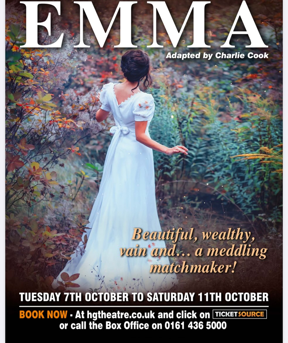 HEALD GREEN THEATRE, MOTCOMBE GROVE, HEALD GREEN, SK8 3TW
💥BOOK TICKETS TO SEE THIS GORGEOUS ADAPTATION BY CHARLIE COOK OF JANE AUSTEN’S MUCH LOVED NOVEL!