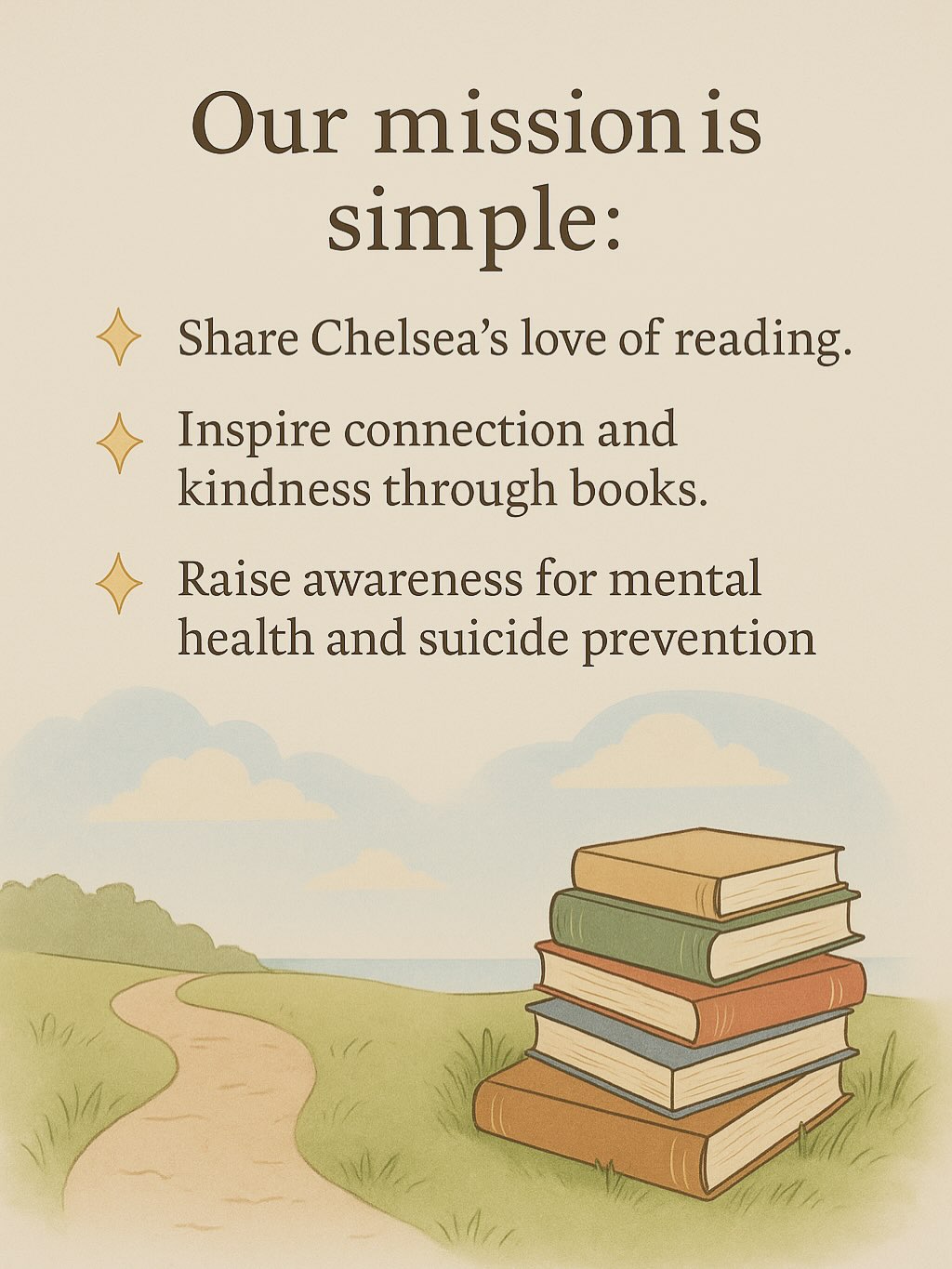 📚✨ Join Chelsea’s Book Journey ✨📚
Every book shared helps carry Chelsea’s love of reading into the world 🌍💙
Here’s how you can be part of it:
1️⃣ Order your free labels at ChelseasBooks.org
2️⃣ Place a label inside a book you love and want to share
3️⃣ Log the book’s location on our website — you’ll see it appear on our interactive heat map 🗺️
It’s amazing to watch the journey unfold, one book at a time. Thank you for helping us honor Chelsea’s spirit while raising awareness for mental health and suicide prevention. 💙🕊️
#ChelseasBooksOrg #BookJourneyForChelsea #SuicidePreventionAwareness #EveryBookMatters