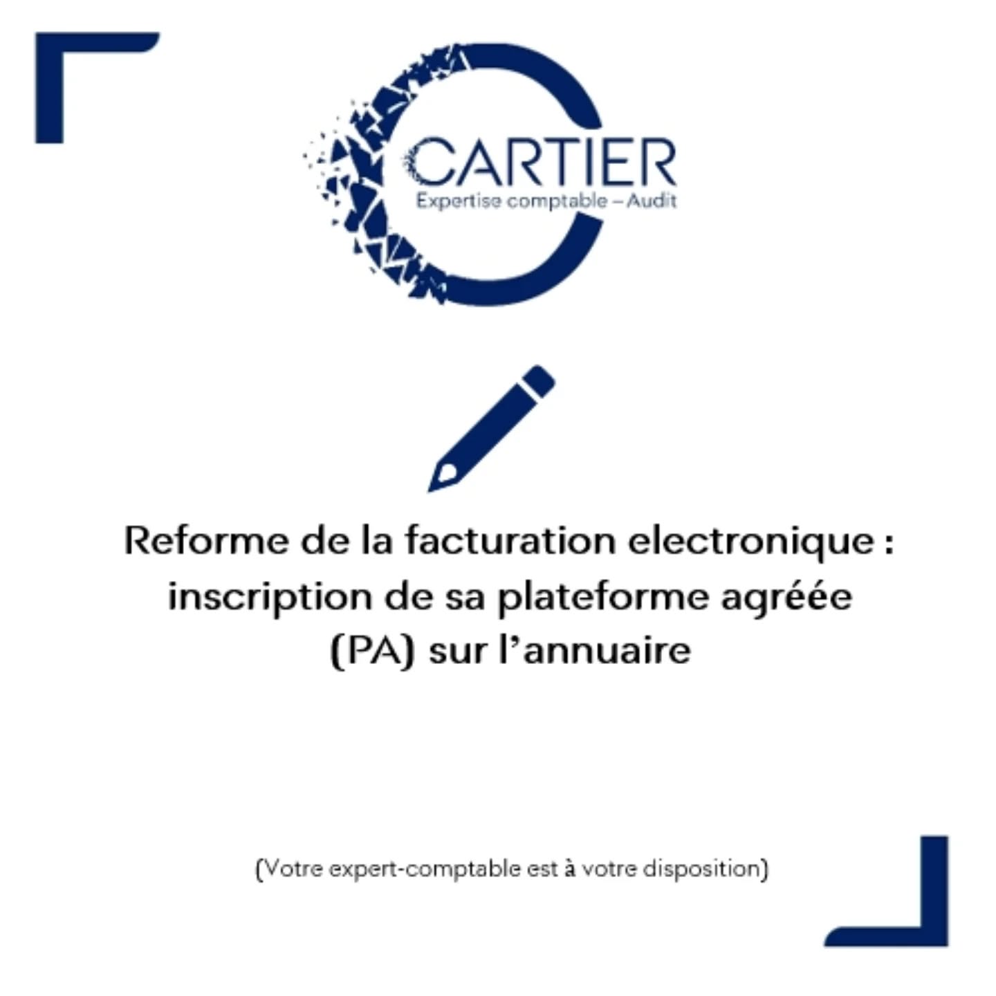📢 #41 - Flash info !
La réforme de la facture électronique débute dès maintenant avec l’inscription de sa plateforme agréée (PA) sur l’annuaire.
💡Une newsletter sur ce sujet et plus généralement sur la réforme est disponible sur le site internet du cabinet.
🖋 Un mandat de désignation de sa PA sera à signer.
📊Votre expert-comptable est à votre disposition pour vous accompagner dans cette démarche.
#cartierexpertise #madamebnc