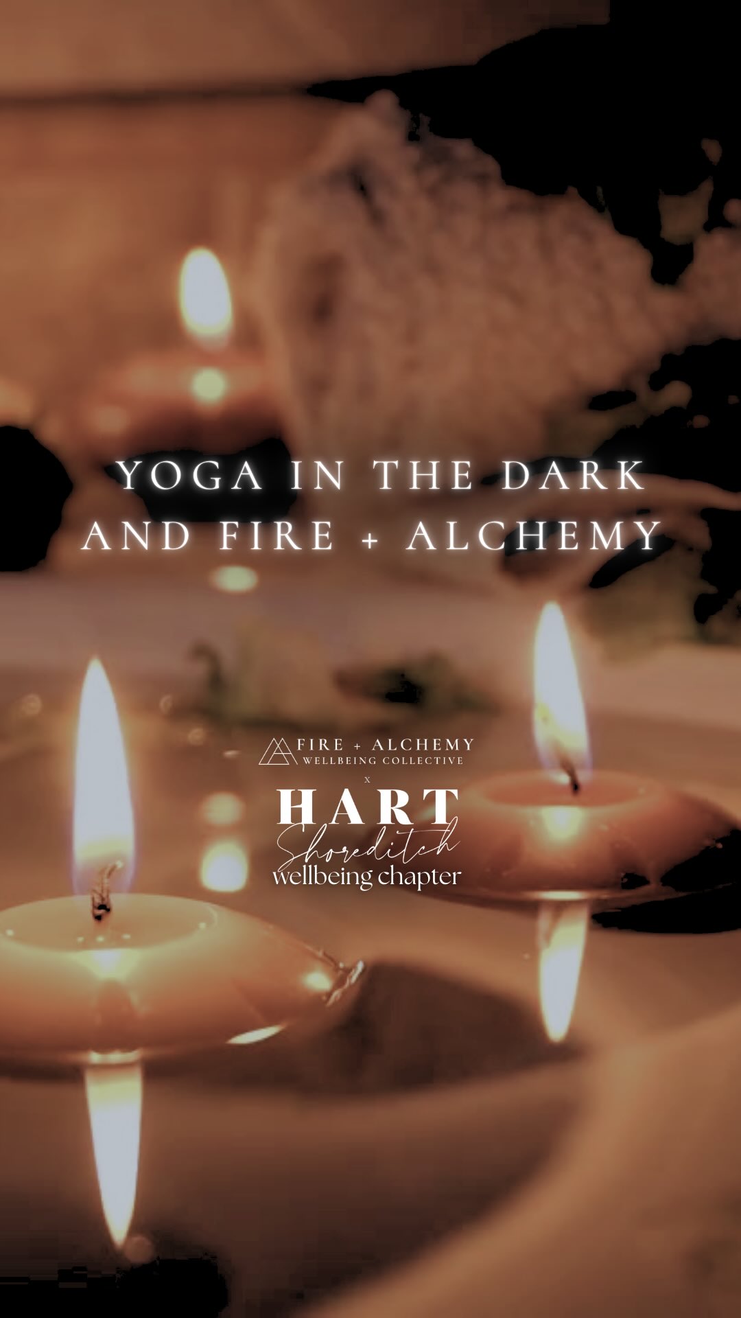 Not your typical Friday night.
An invitation to slow things down.
Step out of the noise, and into something softer.
Join us on 31st October for an intimate evening of slow movement, skin rituals, candlelight, and quiet connection — all held in the gentle dark.
This is a Yoga in the Dark × Fire + Alchemy collaboration — a luxurious, sensory experience designed to bring you back to yourself, hosted at the beautiful Hart Shoreditch in London.
Expect a soothing blend of facial massage, restorative yoga, meditation, and time to connect with others over a glass of fizz.
This special gathering is part of the Hart × Fire + Alchemy Wellbeing Chapter, and we can’t wait to share it with you.
Spaces are limited to keep the experience soft, spacious, and personal. Head to the F+A website for tickets - link in bio.