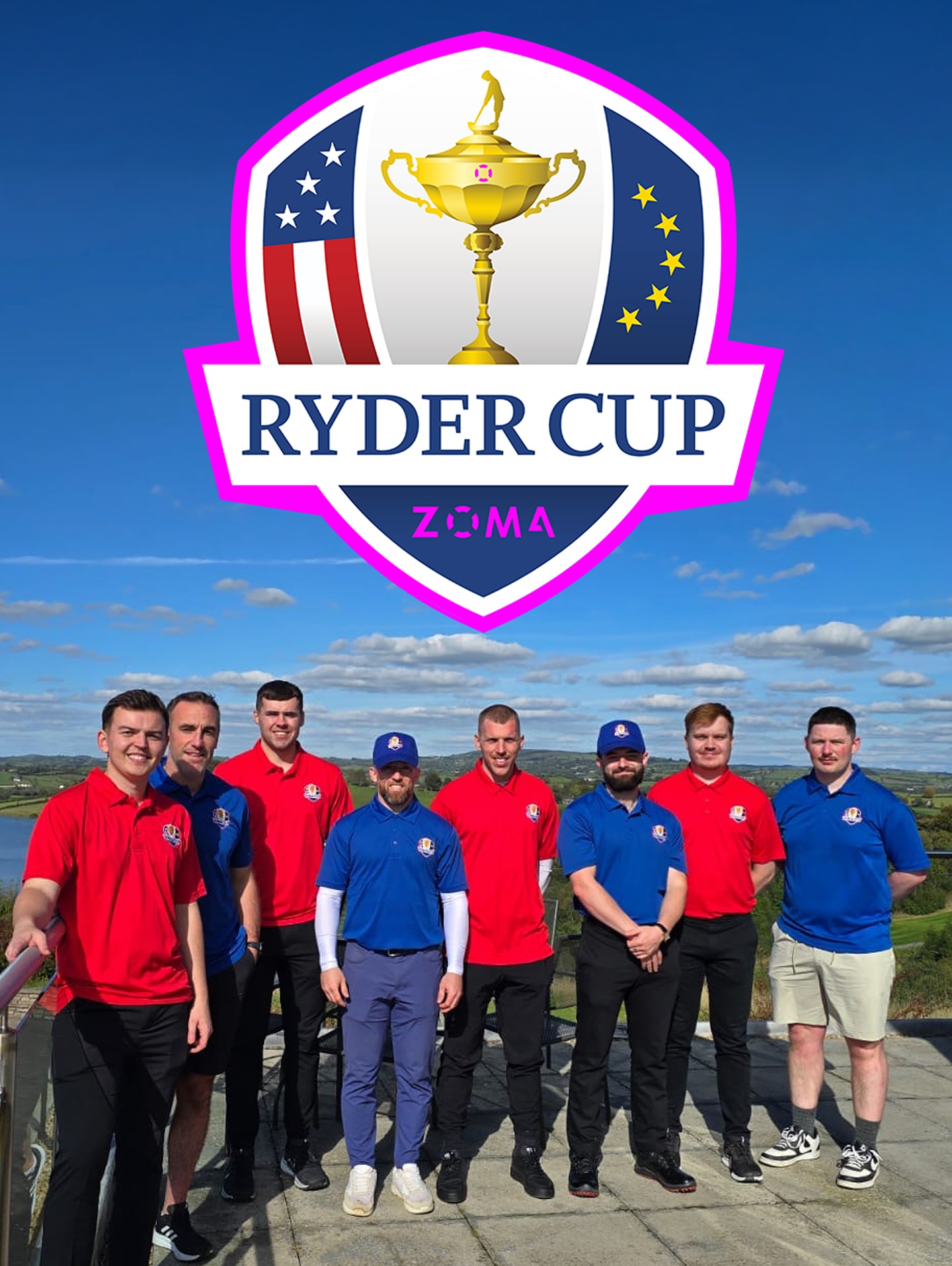 The Inaugural ZOMA Ryder Cup 🇪🇺🇺🇸
The tension was palpable, the stakes were high, and more than just some office bragging rights were on the line as team Europe (Richie, Jack, Niall and Chris) and team USA (Dave, Glen, Pete and Sam) descended on Concra Woods in Castleblayney.
And while less golf balls than expected ended up in the stunning lakes of Concra, it was team 🇪🇺 who ultimately claimed victory in a less than close score…