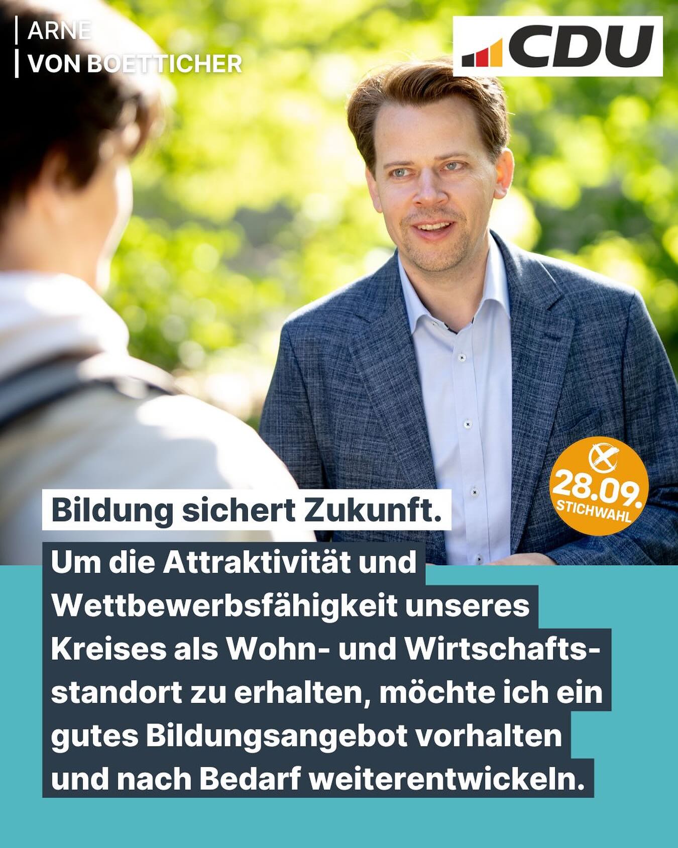 Meine Ziele für unsere #Bildung:
🏫 Berufs- und Förderschulen gut für die Zukunft aufstellen
💻 Digitalisierung vorantreiben und technische Ausstattung der Schulen verbessern
🛠️ Priorität des „Campus für berufliche Bildung“ - die Unternehmen und Handwerksbetriebe im Kreis brauchen gut ausgebildete Fachkräfte
✅ Erhalt der Wahlmöglichkeit der Eltern zwischen Förder- und Regelschule
👣 Möglichst kurze Wege zwischen Wohnort und Schule
#Ziele #TeamArne #ArnevonBoetticher #Stichwahl #cdu #rheinischbergischerkreis