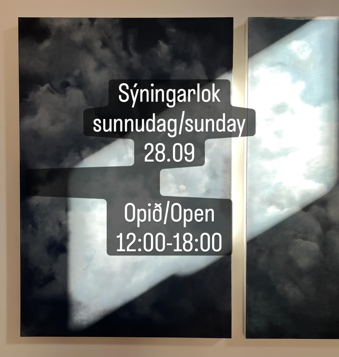 Síðasti dagur einkasýningar Doris Conrads verður sunnudaginn 28.sept, en ekki 30.sept eins og áður var auglýst.
Opið milli kl 12:00 og 18:00.
Kaffi og kruðerí.
Finissage - the private exhibition of German artist Doris Conrads comes to an end on Sunday, Sept 28th.
Opening hours on the last day:
12:00-18:00
Location:
Baer Art Center
Höfdaströnd, Hofsós
@d.conrads_instaart