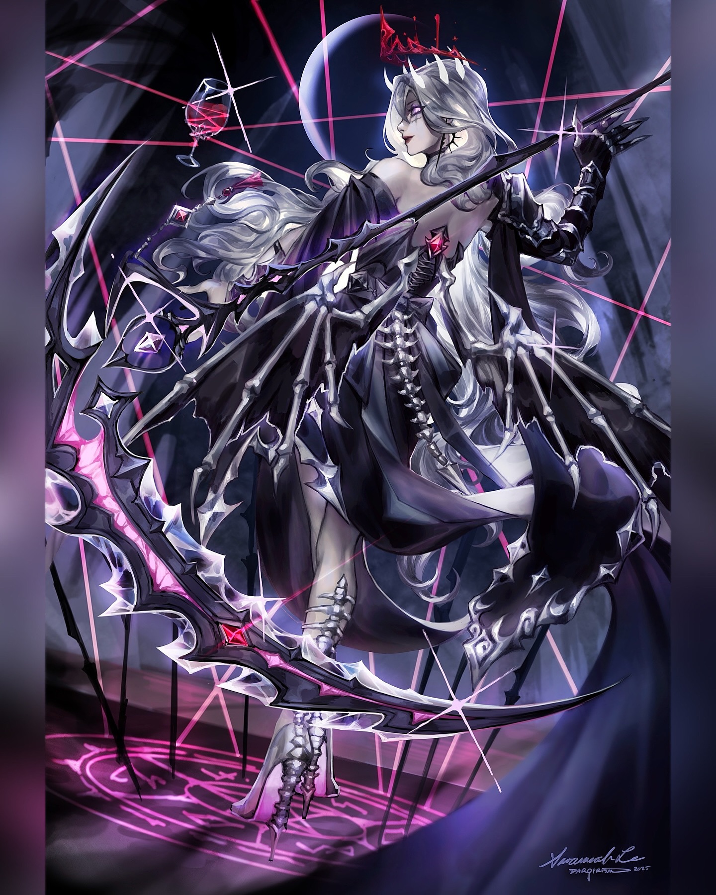 ⚔️𝐒𝐎𝐔𝐋 𝐌𝐀𝐒𝐓𝐄𝐑𝐒 : 𝐕𝐲𝐧𝐝𝐢𝐬 𝟏𝐬𝐭 𝐄𝐯𝐨𝐥𝐮𝐭𝐢𝐨𝐧 💀
✦ ⎯ Necromantic Commander card art for @soulmasterstcg that I had the privilege of designing! If you thought the jump from her base form to this on was crazy, get ready for her final form 😎✨
#cardgamedesign #darkfantasyartist #gothanime #gothicart #soulmastersart #mtgcommunity