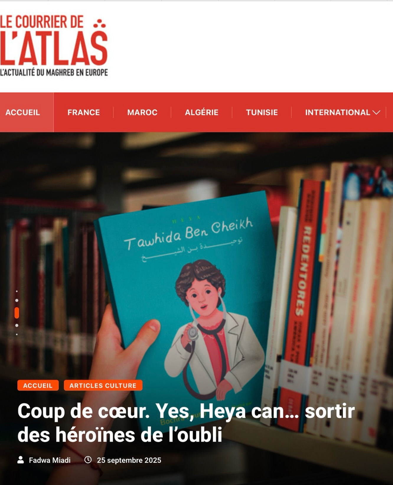 🎉 Trop fière de voir Heya dans les coups de cœur du Courrier de l’Atlas !
Yes, Heya can… 💜
Toujours la même mission : remettre nos héroïnes en lumière ✨
Si ce projet te parle et que tu veux contribuer à l’aventure, pense à précommander ton livre 📚
🔗 Lien en bio👆🏽
Prochain objectif : enregistrer la version audio en dialecte palestinien 🇵🇸