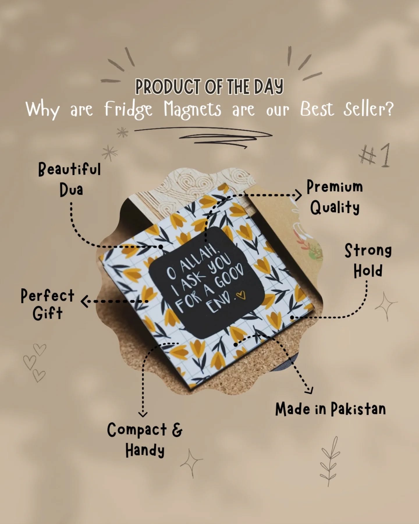 Not just another fridge magnet 💛
Each one carries a beautiful dua, crafted with care, premium quality, and a strong hold. Compact, handy & made in Pakistan — no wonder they’re our bestseller!