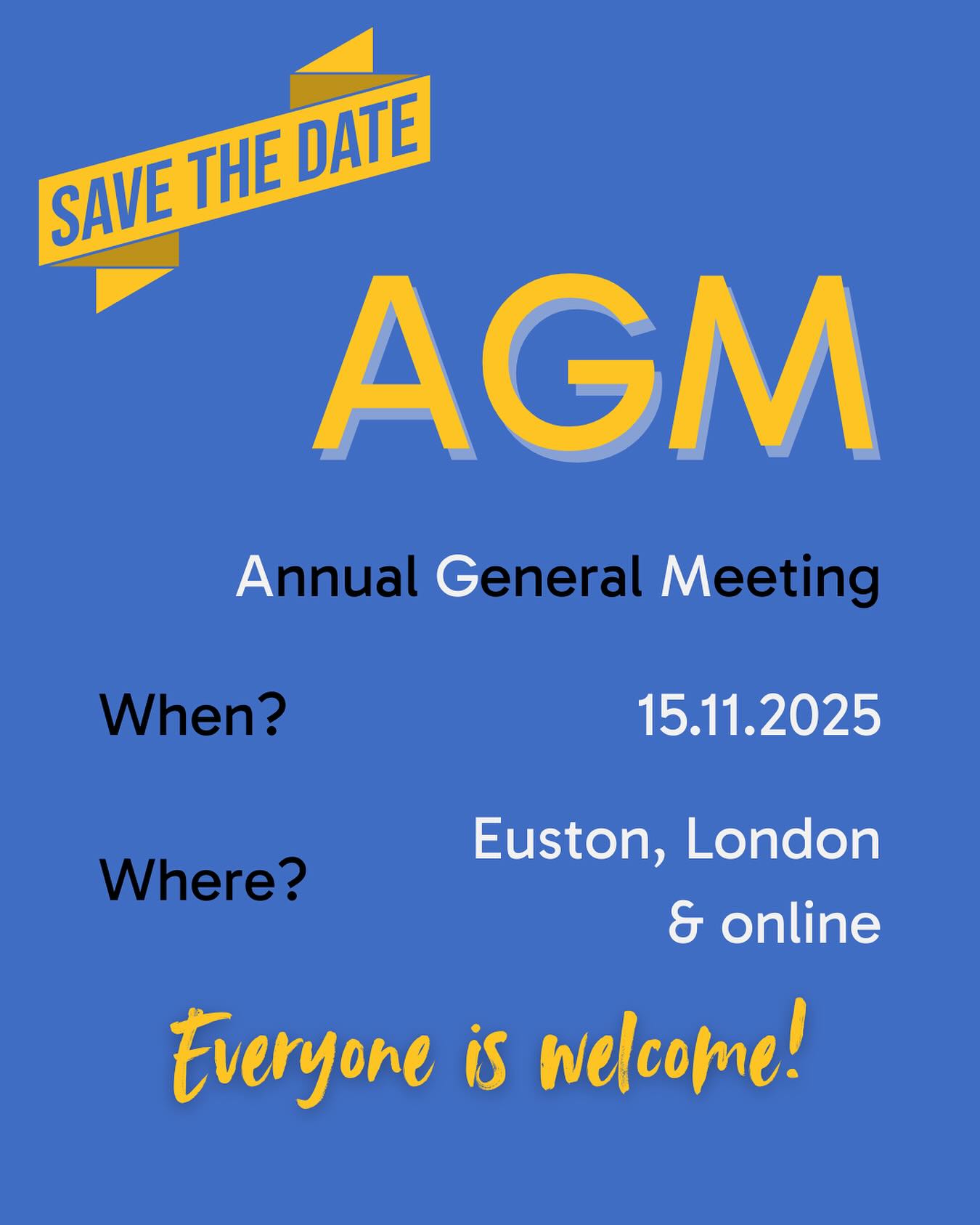 Another year, another AGM! This year, we’re holding our Annual General Meeting on November 15th at 11.30 am in Euston, London. We will provide the exact location upon registration.
As usual, this means that all of you are welcome to join us for the chance to get an overview of what we’ve been up to in the organisation and meet up with the ICYE family 💙
Let us know if you want to join in person or online. See you there 😊