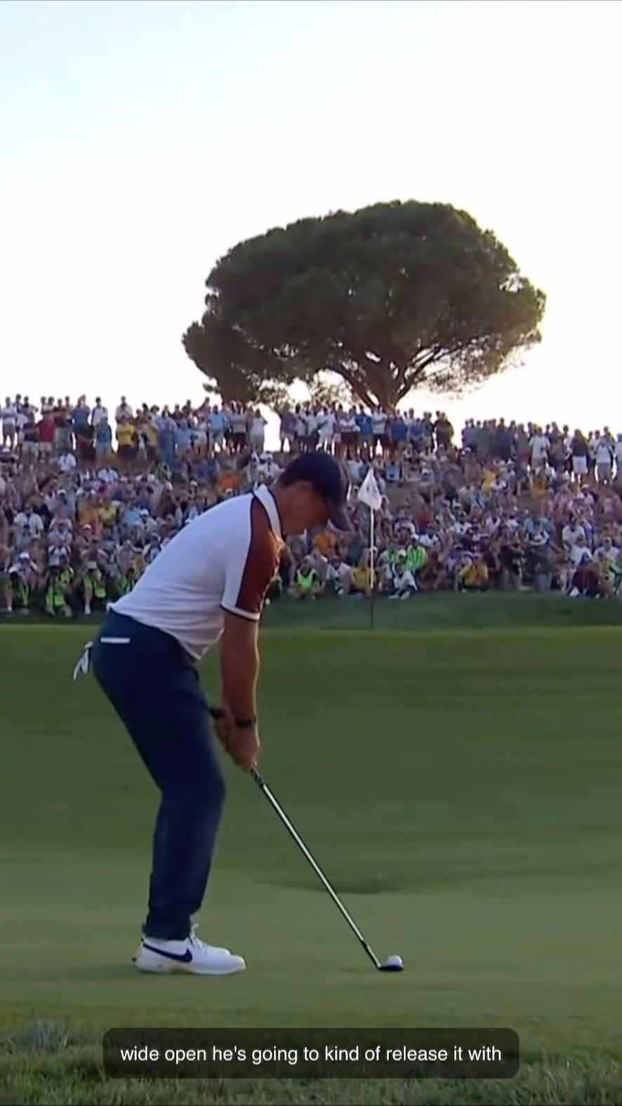 This time next week we’ll all be enjoying the final day of the Ryder Cup – and hopefully, we’ll see plenty more magic moments just like this one! 🇪🇺🔥 There’s nothing quite like the drama and intensity of the Ryder Cup, and it always provides shots that stick in the memory for years to come. To get us in the mood, let’s take a closer look at one brilliant short-game moment.
Here’s a chip shot that Rory McIlroy played under pressure, and it’s a great example of how technique and feel come together. The ball was positioned slightly back in the stance, setting up that downward strike needed to get crisp contact on the ball.
On the backswing, the shaft works steeper, with the wrists in extension, helping to create the angle needed for a clean strike. This setup encourages the correct delivery into the ball, ensuring the clubface is in the perfect position to generate maximum control.
From there, it’s all about the feeling of releasing the club through the downswing. By letting the clubhead accelerate and release naturally, he was able to create that extra spin and stopping power we all love to see. It’s a fantastic short-game lesson that you can take straight to your practice green. 🏌️♂️✨
#RyderCup #GolfShortGame #ChippingTips #GolfInstruction #GolfCoaching #ShortGameMagic #GolfPractice #GolfLife #GolfTips #GolfSwing