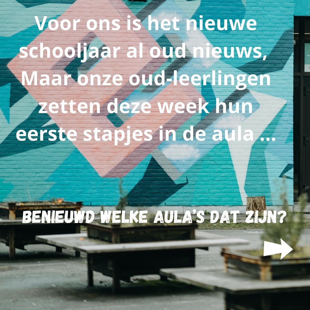 Voor ons is het nieuwe schooljaar al oud nieuws, maar onze oud-leerlingen zetten deze week hun eerste stapjes in de aula… benieuwd welke aula’s dat zijn?