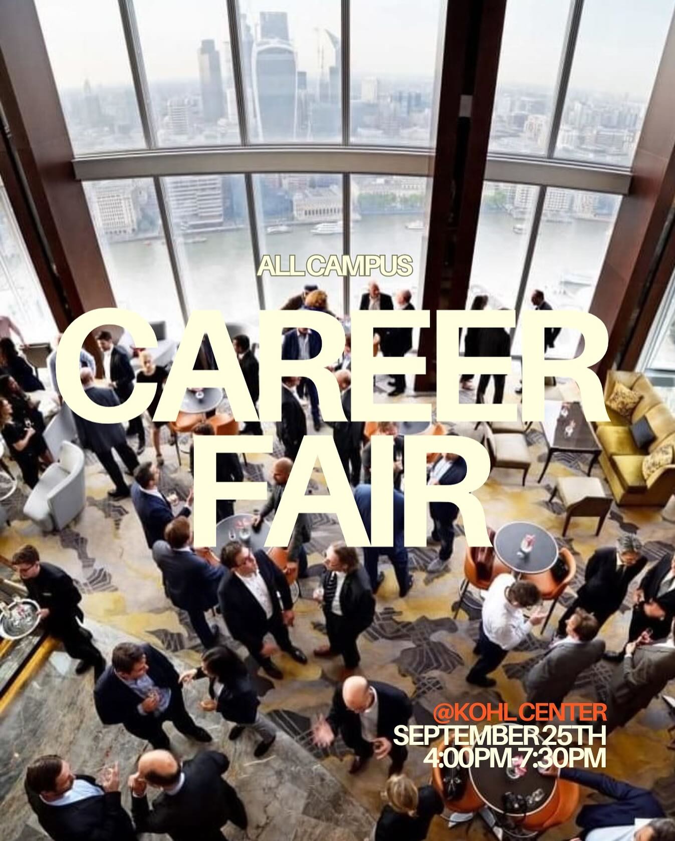 That time of year again!!! It’s the all campus career fair at the Kohl Center ⭐️ September 25th from 4-7:30PM! This is the perfect time to network, practice your elevator pitch, and explore what’s out there!