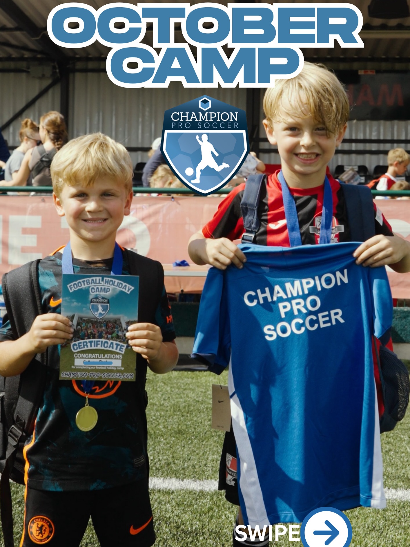 OCTOBER CAMP ! 🍂🙌🏼⚽️
🆕 4- DAY CAMP ❗️
•
•
Bookings are now live for our 4-day October half term camp ! Can’t wait for this 😍
📆 27th-30th October
⏰ 9:30am - 3:00pm
🏟️ Heathside School, Walton on Thames KT12 2JP
SAVE 20% on 4-day bookings before SUNDAY 5th OCTOBER ❗️Enter code EARLYOCTOBER at checkout
Single day bookings also available !
BOOK 👇🏼
champion-pro-soccer.com/book-now