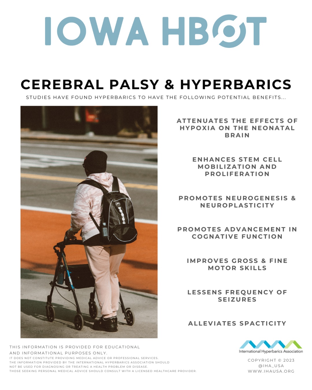 Check out this blog on Cerebral Palsy and Hyperbarics: https://www.iowahbot.com/post/cerebral-palsy-and-hyperbarics
Studies have found hyperbaric oxygen therapy (HBOT) to have potential benefits for Cerebral Palsy, including:
- Attenuating the effects of hypoxia on the neonatal brain
- Enhancing stem cell mobilization & proliferation
- Promoting neurogenesis & neuroplasticity
- Advancing cognitive function
- Improving gross & fine motor skills
- Lessening seizure frequency
- Alleviating spasticity
Call us at 515-421-4018 to schedule a complimentary consultation.
#HBOT #HyperbaricOxygenTherapy #CerebralPalsyAwareness #Neuroplasticity #BrainHealth #StemCellResearch #CerebralPalsySupport #IowaHBOT #HealingWithOxygen