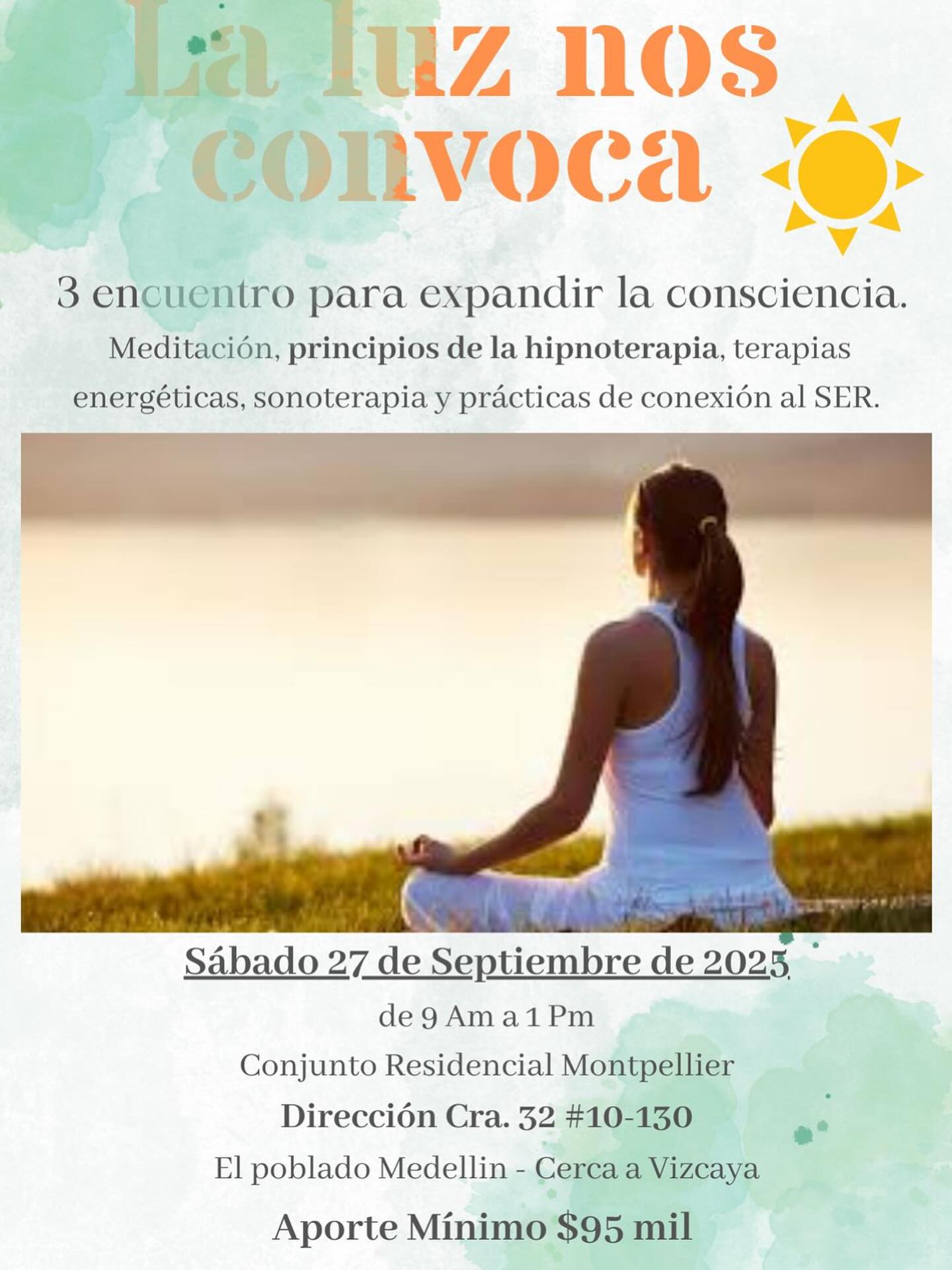 Hola chicos. Estaré dando este Sábado un taller sobre principios de hipnoterapia en Medellín me avisas si quieres participar.
