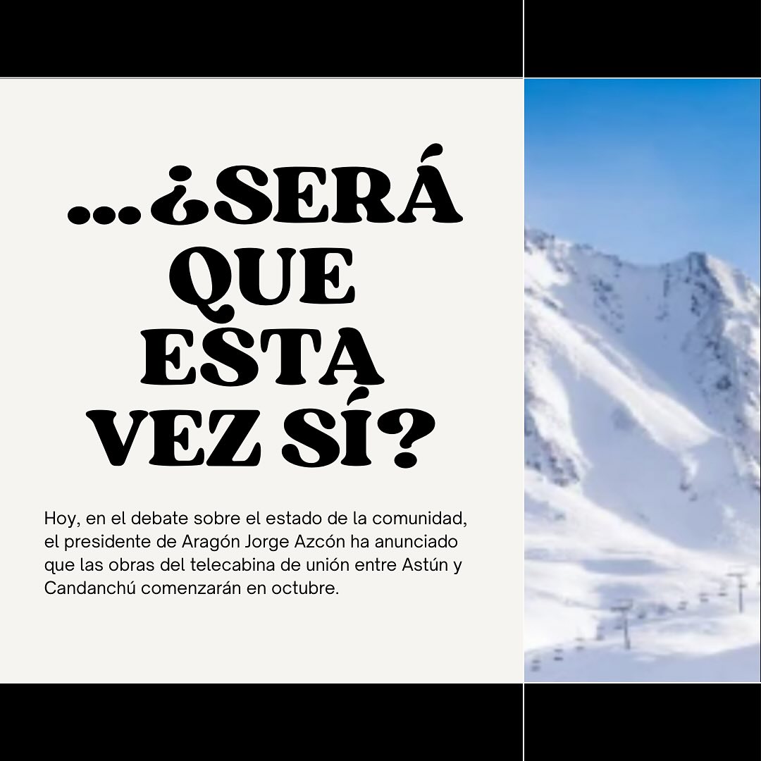 …¿será que esta vez sí? Muchos de nosotros no lo creeremos hasta que veamos allí las máquinas.
Pero esperemos que esta vez sí, las promesas se cumplan y podamos ver como comienzan las obras de un remonte soñado por muchos de nosotros durante muchos años.
#uniondeesracionessi
#astún
#candanchú
#formigalpanticosa