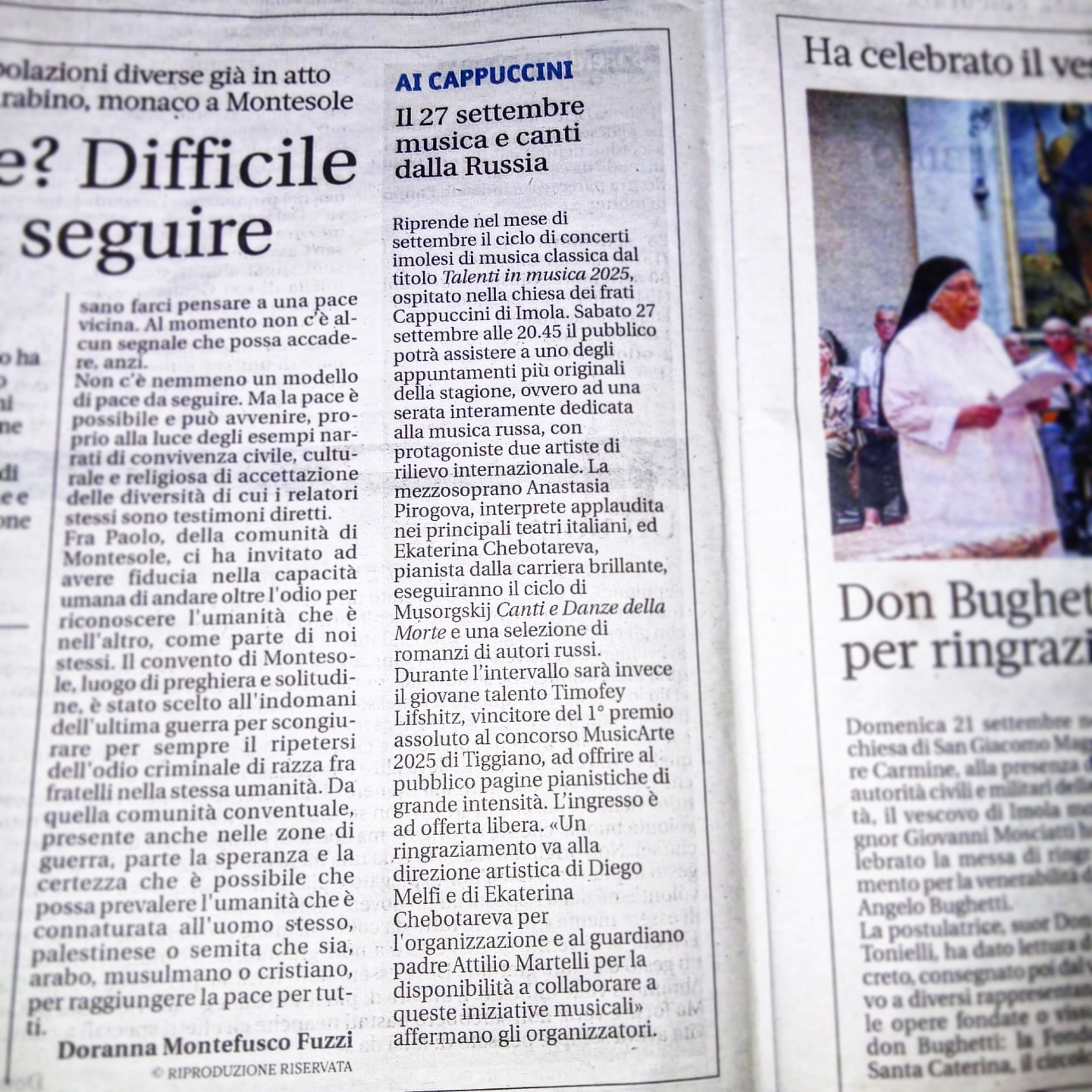 Siamo sul giornale âIl Nuovo Diario Messaggeroâ nel numero del 24 settembre 2025 đď¸ @ilnuovodiariomessaggero #imola #musica