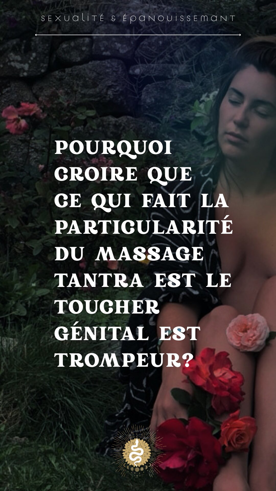 Notre se-e est en lien avec notre cœur. Il est le foyer de notre vitalité mais aussi étroitement lié à notre sécurité intérieure.
L’idée que toucher cette partie du corps va résoudre tous nos problèmes comme un coup de baguette magique est foncièrement fausse mais aussi dangereuse. Il n’y a pas de raccourcis lorsqu’il s’agit de prendre soin de soi. Seulement la patience, la discipline et la douceur envers soi. La précipitation quant à elle ne fait que créer plus de stress et de résistance dans le Corps.
#wildanddivineholistics #tantrayoga #tantratherapeutique #traumas #traumatisme #émotions #conscience #somatique #santéholistique #intimité #psychocorporel