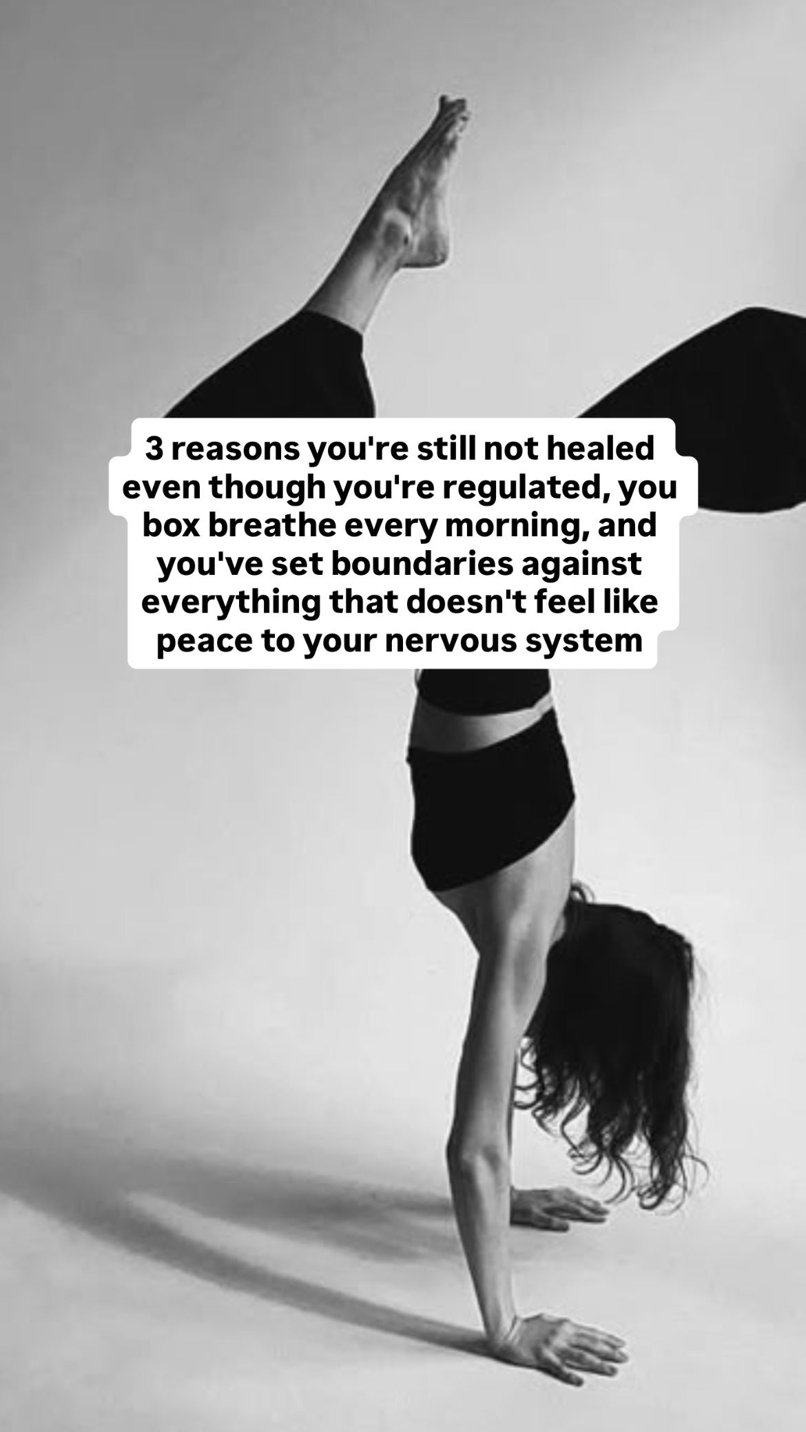 1. You’re using regulation as a way to avoid discomfort instead of growing your capacity for it.
But life is uncomfortable and healing is exceptionally uncomfortable and u less you’re willing to get messy, uncertain, and uncomfortable — even if it’s just relatively to the neat and together way you’re used to showing up — it’ll always be just out of reach.
2. Because regulation is maintenance, not transformation. Homeostasis, not growth. Surface, not depth.
If you’re not unwinding old patterns, you’re sitting on the surface of the water on your unicorn floaty. Lord knows it’s nice, and it’s necessary to get that time to take a breather and enjoy the sun on your face, and thank goodness you know how to create that for yourself, but the healing happens when you let go of the edge of the pool and dive under.
3. Because you’ve swapped old self-control strategies for nervous system control.
You’re policing your nervous system, pathologising dysregulation, and treating healing as something else to perfect, get an A in, and affirm your Good Girl identity through so that you can carry on as if everything is fine.
You’ve mastered regulation. And congratulations! Now you’re realising that regulation is an important step, not the end goal.
So now that you’re ready to move out of feeling stuck and onto the next step, comment ‘beyond’ 👇🏽 and I’ll send you my free Nervous System Guide.
Let’s get you scooting your butt to the edge of that floaty!
At @humbleheart_stleonards
——————
#nervoussystem #nervoussystemhealing #nervoussystemregulation #nervoussystemsupport #innerwork #breathingtechniques #breathwork #emotionalregulation #selfdiscovery #somatics #somatichealing