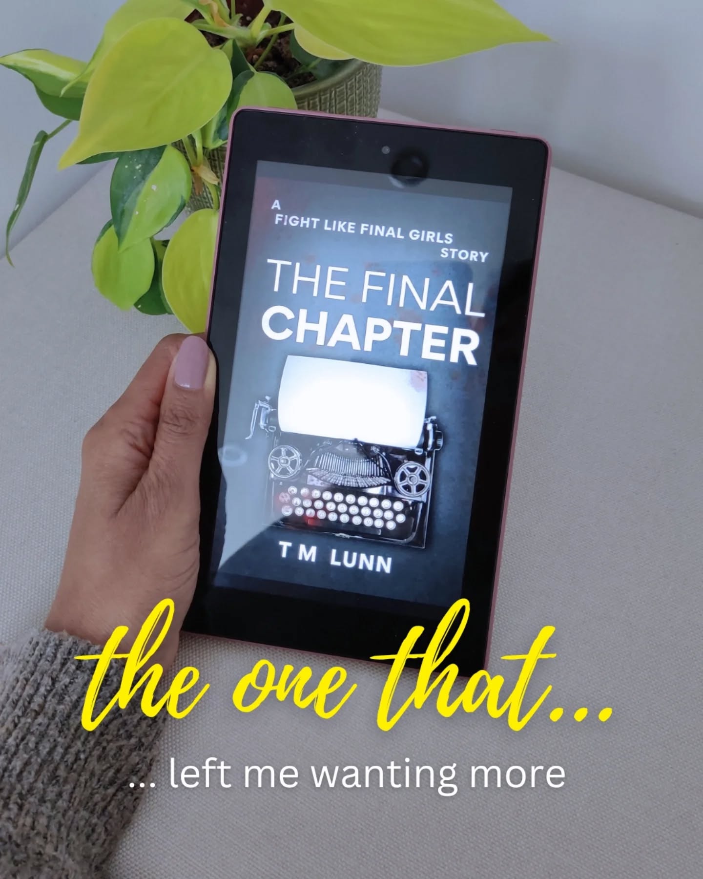 📚 Book Review: The Final Chapter by T.M. Lunn
I absolutely loved this short thriller. It's difficult to say anything about the plot without giving too much away, but this is yet another clever plot twist story from the 'Fight like final girls' series.
The Final Chapter is about a thriller writer who discovers, let's say 'something', about her characters - a bunch of final girls who have experienced traumatic events. 👀
That's pretty much all I can say without this review becoming nothing but a spoiler so let's move away from the plot...
This was the first I’ve read by T.M. Lunn and it won’t be the last. I was hooked from the first page and flew through it despite being a slow reader.
The pacing is perfect and the plot is fantastically executed.
Everything felt clever, carefully thought out, and the writing style kept me completely engaged.
I only wish it were a full length novel.
I’d happily read more from this author. Looking
forward to seeing what T.M. Lunn writes next!
Thank you, @tmlunnauthor for the arc.
The Final Chapter is part of the Fight Like Final Girls collection of standalone Thriller and Horror short stories and novellas written by multiple authors. Out 3rd October.
❓ If your life had a horror twist, what everyday object would be your defense weapon?
