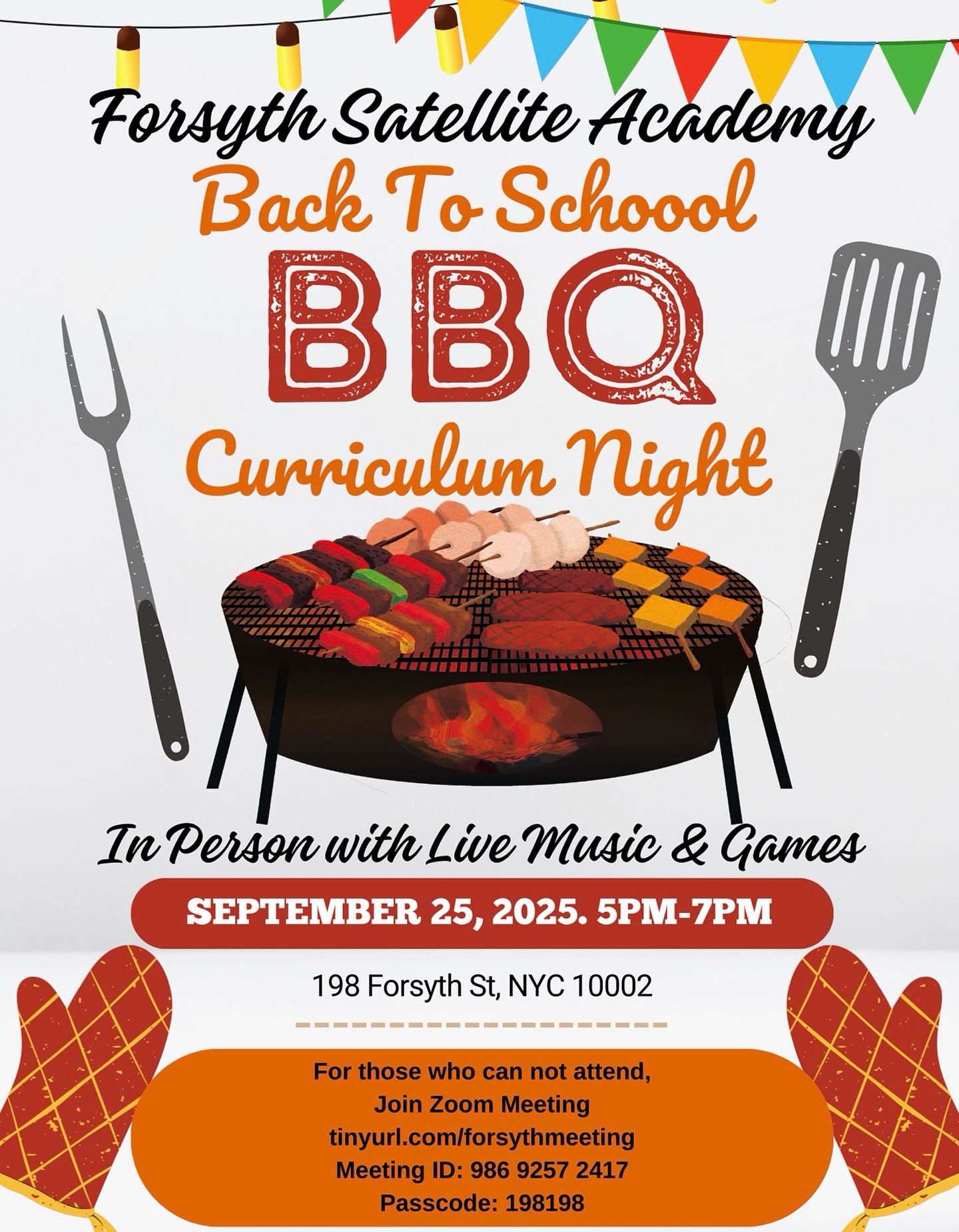 Curriculum Night - Welcome Back BBQ is tomorrow evening! We’re excited to see you… delicious food will be catered by @brickhousechef
#welcomeback #parentnight #curriculumnight #nycps #forsythsatelliteacademy