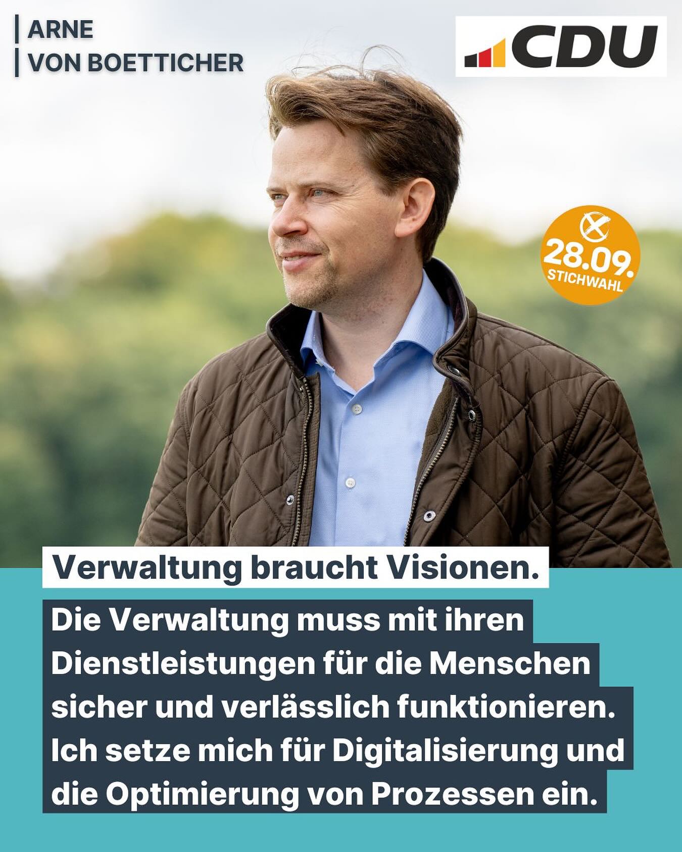 Meine Ziele für unsere #Verwaltung:
💬 Steigerung der Servicequalität durch Optimierung von Verwaltungsprozessen
⏰ Verkürzung der Wartezeiten in den Ämtern der Kreisverwaltung
📲 Ausbau der digitalen Angebote, aber Erhalt von analogen Zugangsmöglichkeiten (telefonisch und persönlich) gerade für Seniorinnen und Senioren
🚘 Ermöglichung der Kfz-Zulassung bequem von zu Hause (E-Zulassung)
📍 Schaffung von zentralen Anlaufstellen (Service-Points) für Besucherinnen und Besucher der Kreisverwaltung
#Ziele #TeamArne #ArnevonBoetticher #Stichwahl #cdu #rheinischbergischerkreis