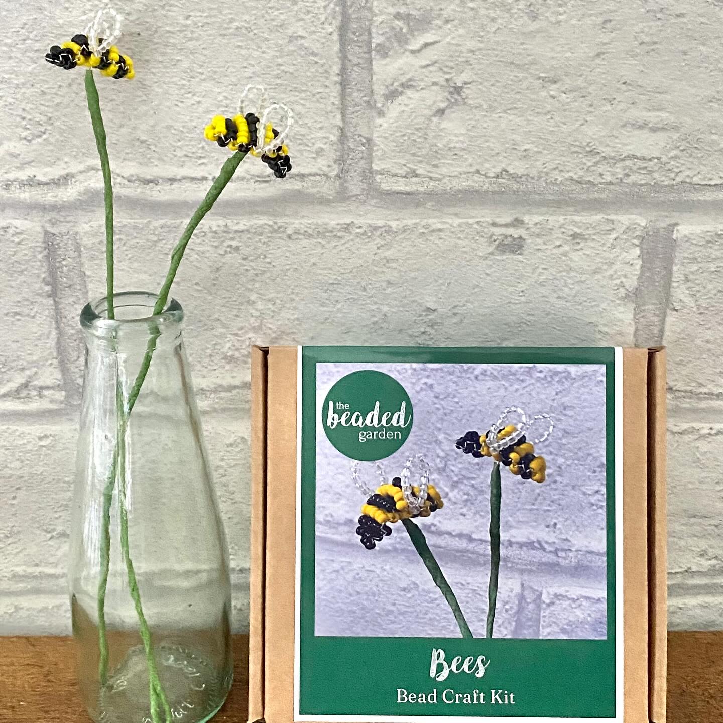 Bees have arrived in the garden! This cute little mini kit makes two buzzy bees with instructions and materials to make them into vase additions or attach to a wreath.
#bees #beesofinstagram #beecraft #beekind #buzzbuzz #buzzybees #craftkit #thebeadedgarden