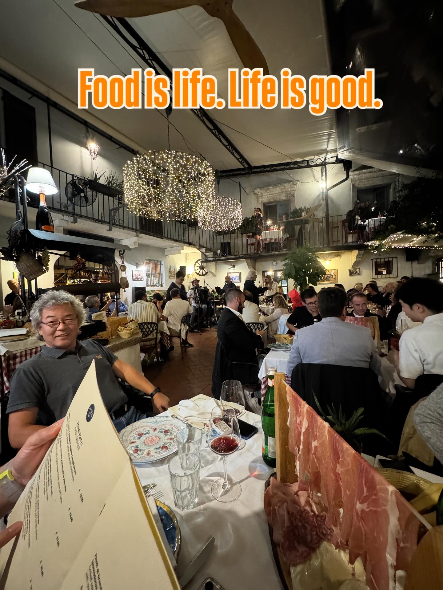 When traveling and working 24/7 food and friends are everything.