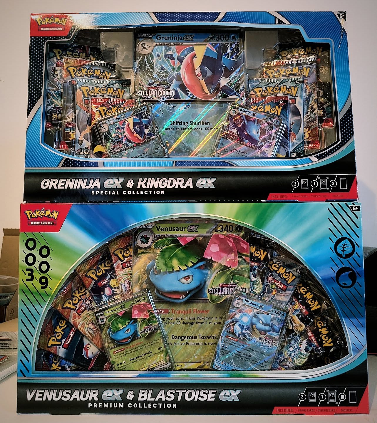 Not one, but two new collection boxes launch this week! Greninja Ex & Kingdra Ex as well as Venusaur Ex and Blastoise Ex boxes bring a nice selection of packs and some unique promo cards 🤤
Live on the website shortly!
#PokemonProducts #PokemonCardsUK #PokemonUnboxing #pokemoncards #pokemoncollection #PokemonCollectors #PokemonTradingCards #pokemontcg #pokemoncommunity #PokemonFans #PokemonUK #venusaur #blastoise #greninja #kingdra