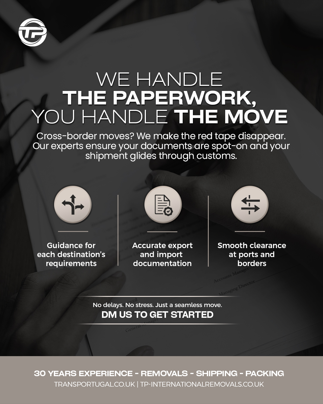 Moving abroad comes with enough excitement — let us take the stress out of the paperwork 📝✨
From customs to documentation, Trans-Portugal makes your international move smooth and worry-free. 🌍🚛
Reach out to our team via phone or email with your specific requirements, and we'll be happy to assist!
🇬🇧 LONDON OFFICE
22-24 Homecroft Rd, London, N22 5EL, United Kingdom
0208 807 6677
🇵🇹 PORTUGAL OFFICE
Inter Luis
Estrada Nacional 10
Centro Empresario Sado Internacional
Armazem D21, 2910-835 Setúbal
00 351 265 708 240
info@tp-internationalremovals.co.uk
#relocationservices #movingcompany #shipwithus #movers #packingpros #transportation #movingday #shippingworldwide #relocationexperts #shipments #tpinternationalremovals #transportugal #shippingandhandling #movingtotheuk #packingandshipping #movingtoportugal #movewithus #easyshipping #movingsolutions #shippingmadeeasy #securepacking #movingtospain #storagesolutions #removalstoportugal #relocationready #movinghome #newoffice #fineart #vehicletransportation