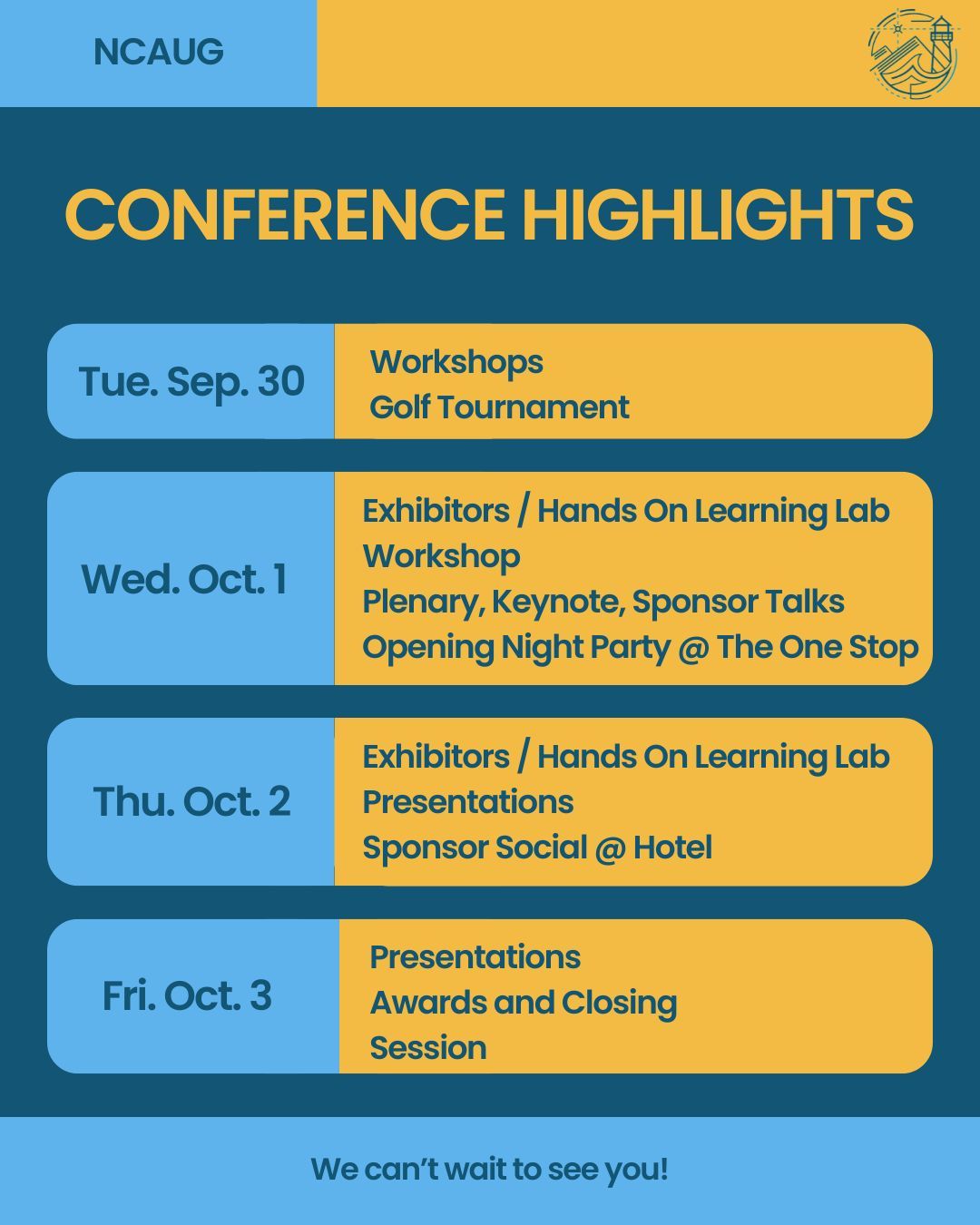 ✨ It's time to draft your Out of Office reply and start getting excited for the 2025 NCAUG Conference NEXT WEEK in Asheville! ✨
From hands-on workshops and inspiring presentations to networking events (and even our annual golf tournament ⛳️), this year’s conference is packed with opportunities to learn, connect, and grow in the GIS community. 🌍📊
📅 October 1 – October 3, 2025
📍 Asheville, NC
We can't wait to see you! 🎉