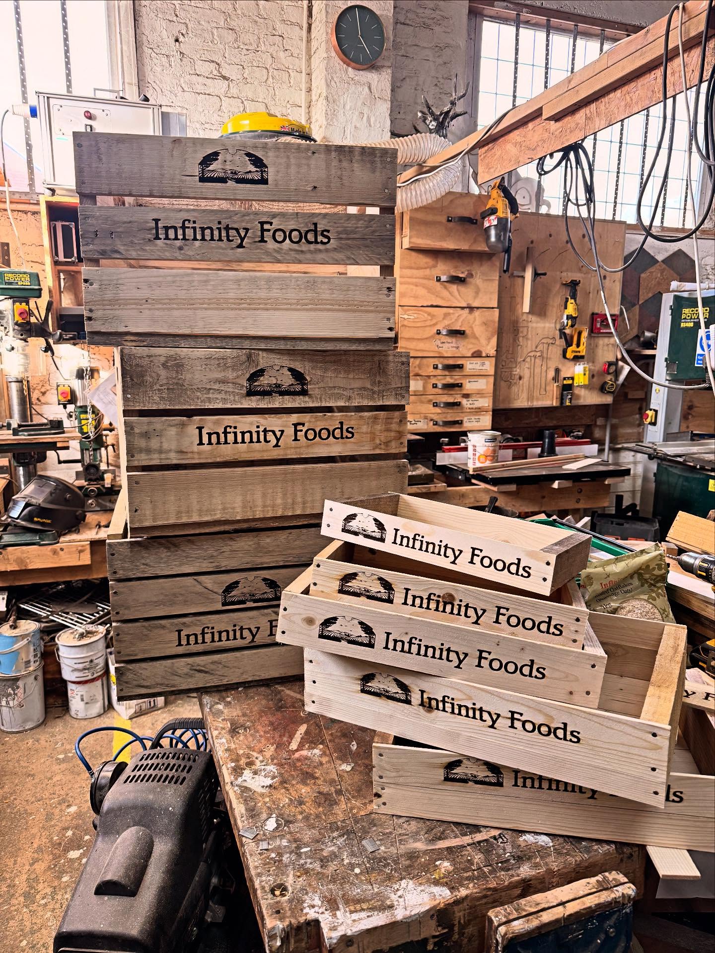 Been having a really crate time in the workshop this week. 😬🙄😔
A little more straightforward than chair making but keeping us honest nonetheless.
Really pleased to be working with @infinityfoodscooperative @infinityfoodswholesale, another of Brighton’s institutions.