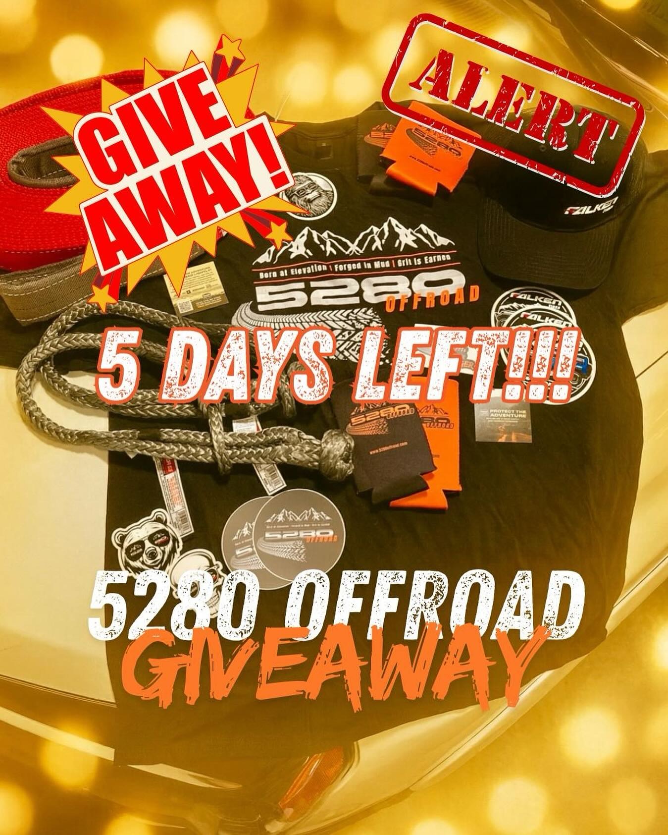 🚨 5 DAYS LEFT 🚨
The 5280 Offroad Adventure Starter Pack Giveaway closes at MIDNIGHT on Sept 30th don’t sleep on this one, Tribe. One lucky winner is about to score recovery gear, training, and swag that will set them up for the trail.
How to Enter (if you haven’t already):
1️⃣ Click the link in our bio for full details + entry.
2️⃣ Follow @5280offroadco
3️⃣ Complete actions in the Giveaway app to earn entries — your entry only counts if you complete the mandatory step!
Want bonus entries? Share this post to your story and tag us.
The clock is ticking. Entries close midnight 9/30. Winners announced Oct 2.
#5280Offroad #5280Tribe #GritIsEarned #ColoradoOffroad #5280Giveaway #Factor55 #FalkenOffroad #TreadLightly #AdventureStarterPack #TrailReady