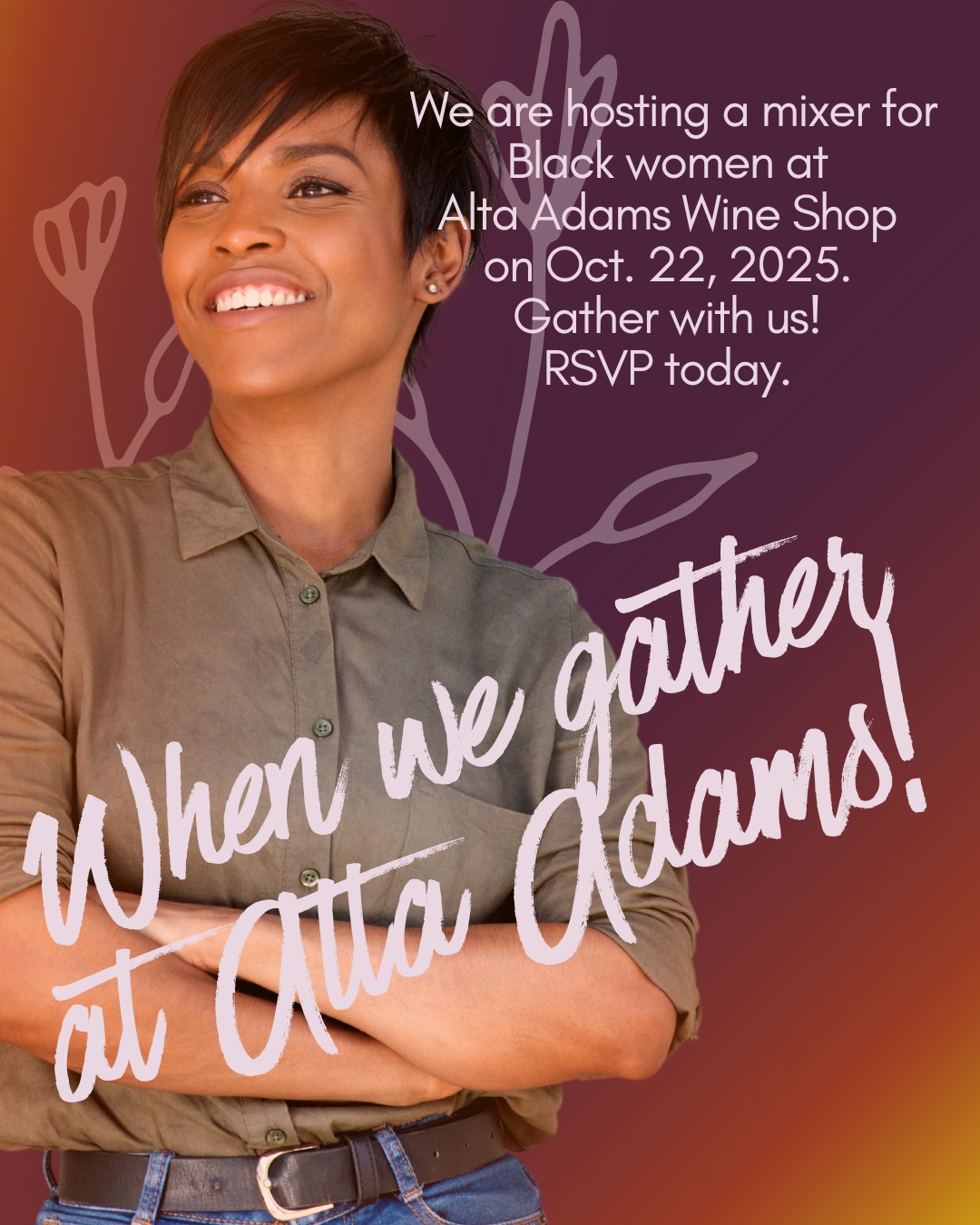 Black women, good wine, and the kind of energy only we know how to create.
On 10.22.25, we’re gathering at Alta Adams Wine Shop for an evening of joy, connection, and possibility.
Spots are limited; this one’s for women in leadership who are ready to build something beautiful together.
RSVP today! Link is in bio!