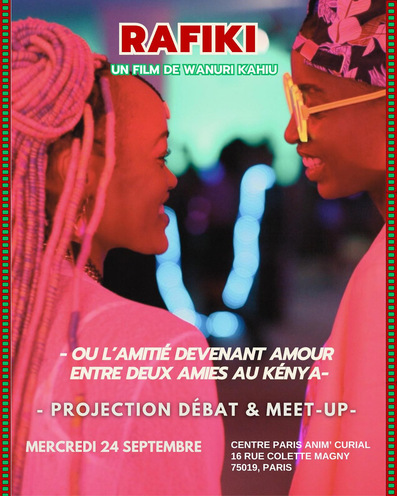 🎬 @cinescred est de retour ! Et revient fort avec RAFIKI, un film de Wanuri Kahiu.
Une histoire vibrante d’amour, de liberté et de courage entre deux jeunes femmes au Kenya.
💬 Projection suivie d’un débat & meet-up pour échanger, réfléchir, partager !
🗓️ Mercredi 24 septembre
📍 Centre Paris Anim’ Curial (@centrecurial) - 16 rue Colette Magny, 75019 Paris
➡️ Entrée libre et ouverte à tous•tes !
#cinescred #rafiki #projectiondebat #75019