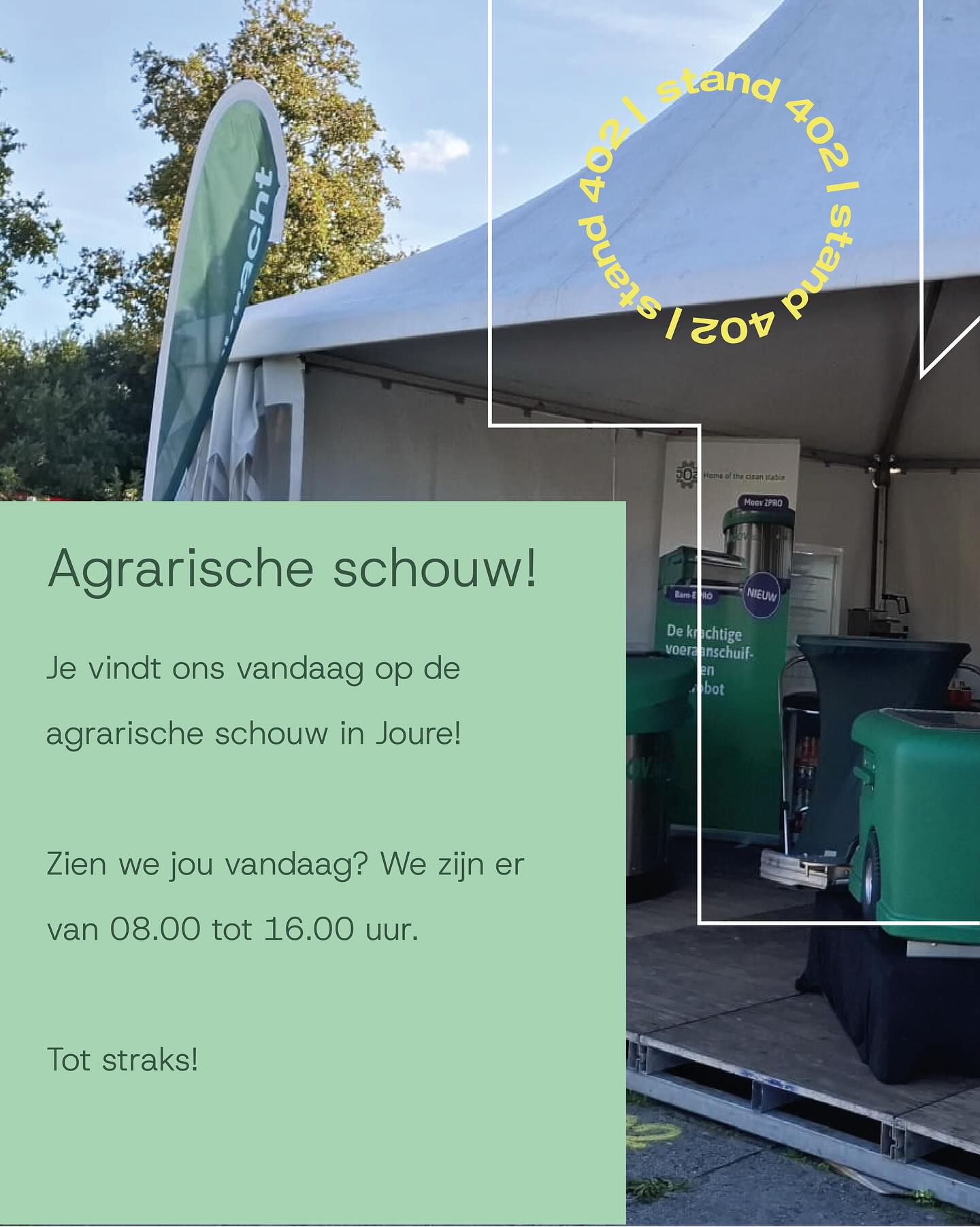 We zijn los!🙌🏼
Vandaag vind je een deel van ons topteam in Joure op de agrarische schouw!
We zijn er to 16.00 uur, dus kom gezellig langs. 👋
•
•
@agrarischeschouw @joz_homeofthecleanstable #slimmestallensterkeboeren