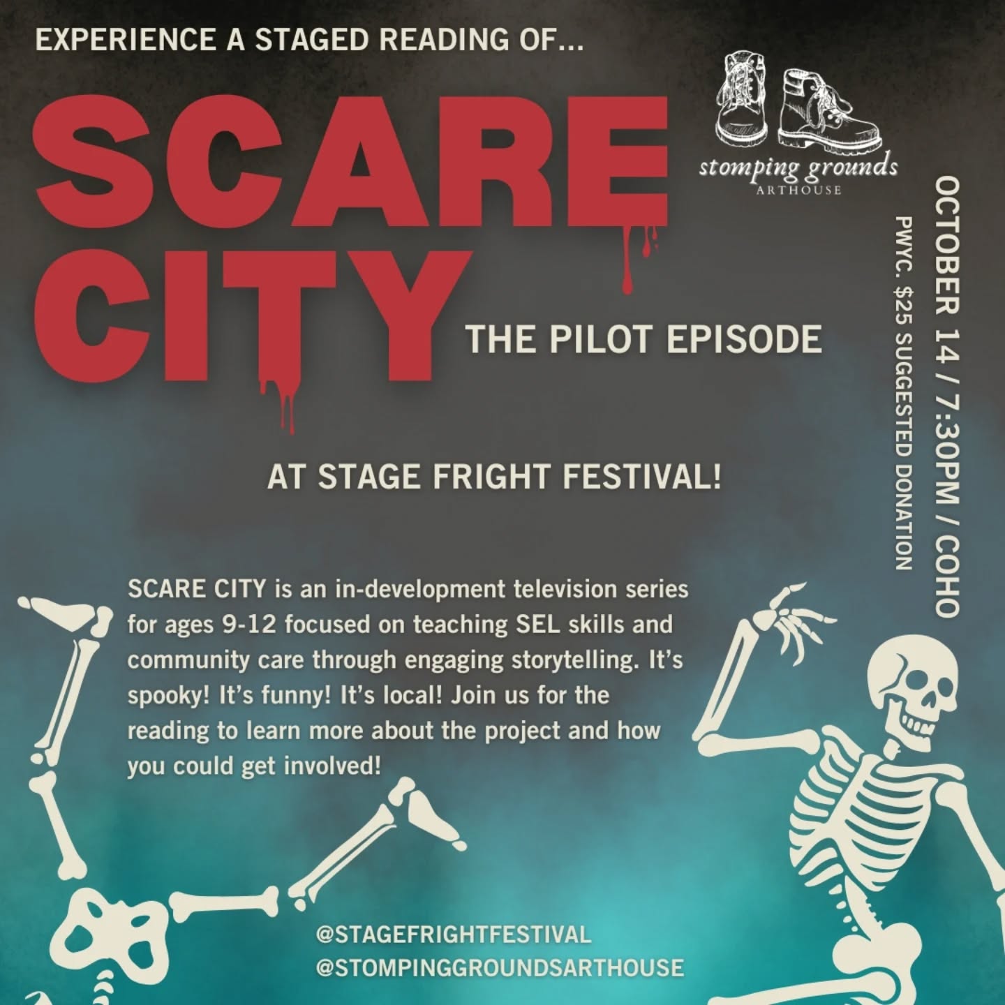 The cat is crawling out of the bag! We are developing a public access television show, and on Tuesday, October 14 you can get the first taste at @stagefrightfestival 👻
A staged reading with an amazing cast of our pilot episode, and all the info about where the project is headed and how YOU could even be involved!
More to come... 🎃
Check out @stagefrightfestival for tickets and we'll see you there!
