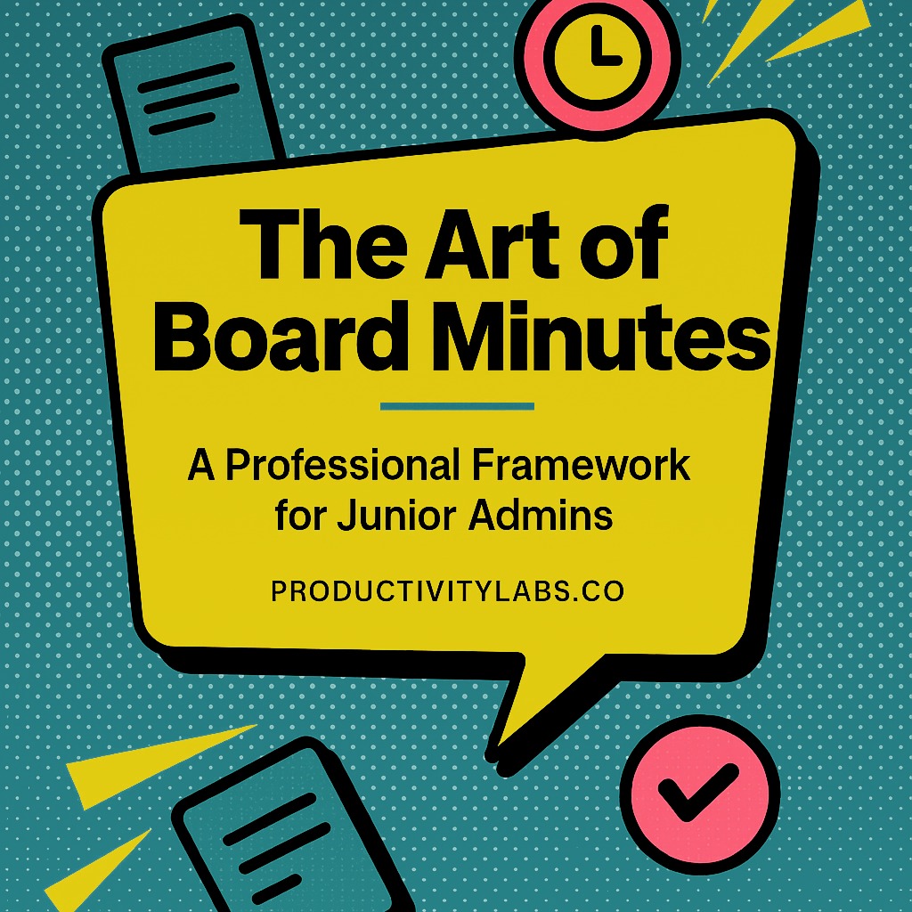 📝 Board minutes aren’t just paperwork, they’re the official record of strategy in action.
For junior admins, mastering minutes is more than note-taking. It’s about:
✔️ Capturing decisions (not every word)
✔️ Formatting for clarity (so leaders actually use them)
✔️ Following up on action items (turning notes into accountability)
When done well, minutes create momentum, build trust, and give admins a direct hand in shaping organizational impact.
✨ New on ProductivityLabs.co: The Art of Board Minutes: A Professional Framework for Junior Admins
#ExecutiveAssistants #AdminLife #LeadershipSupport #BoardMeetings #InvisibleLaborMadeVisible
