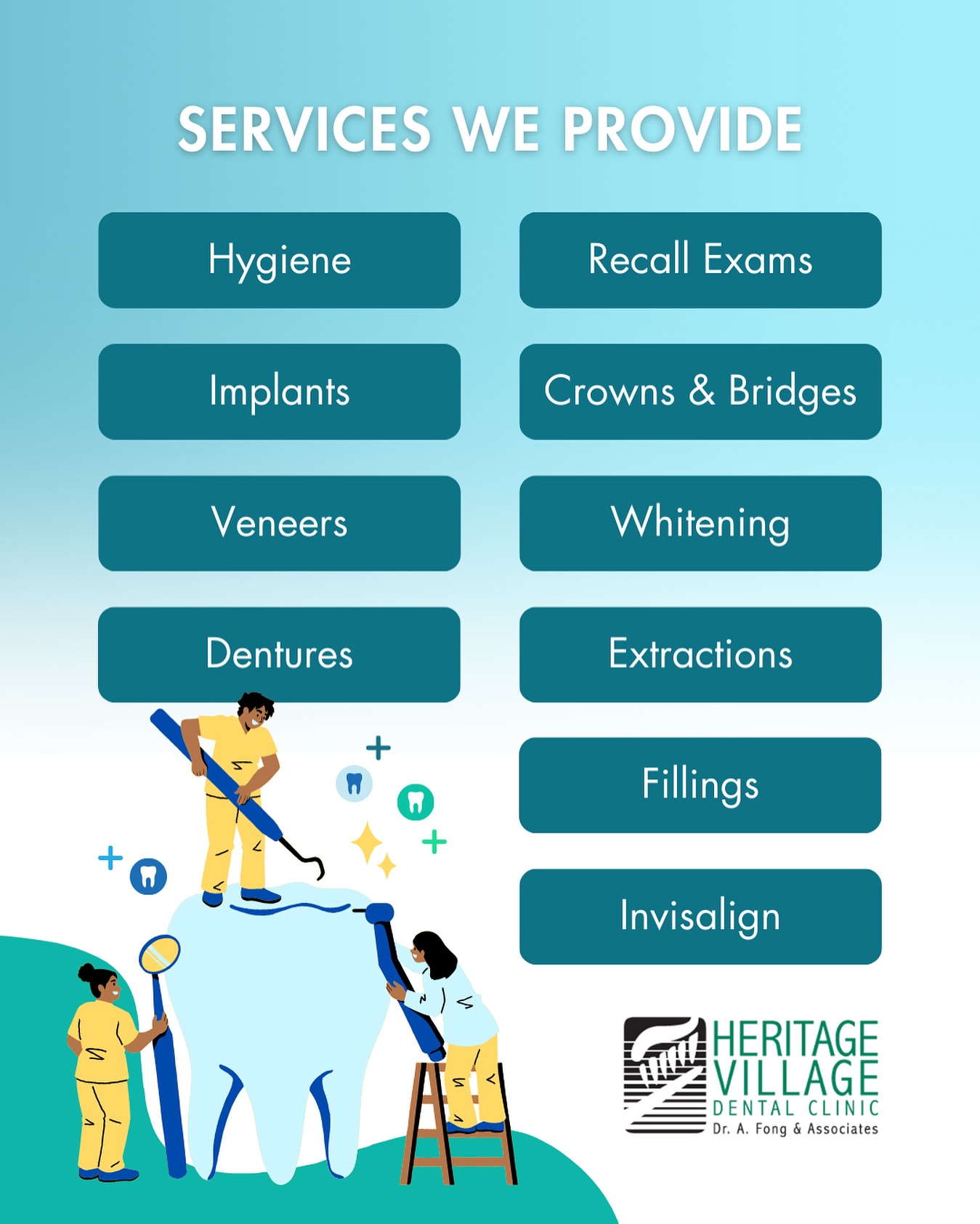 We hope everyone’s had a great September! We’ve got a variety of gentle dentistry services ready for you and your whole family!
Book an appointment with us by calling 📞 780.437.4000
or sending an email to 📧 hvdc@telus.net