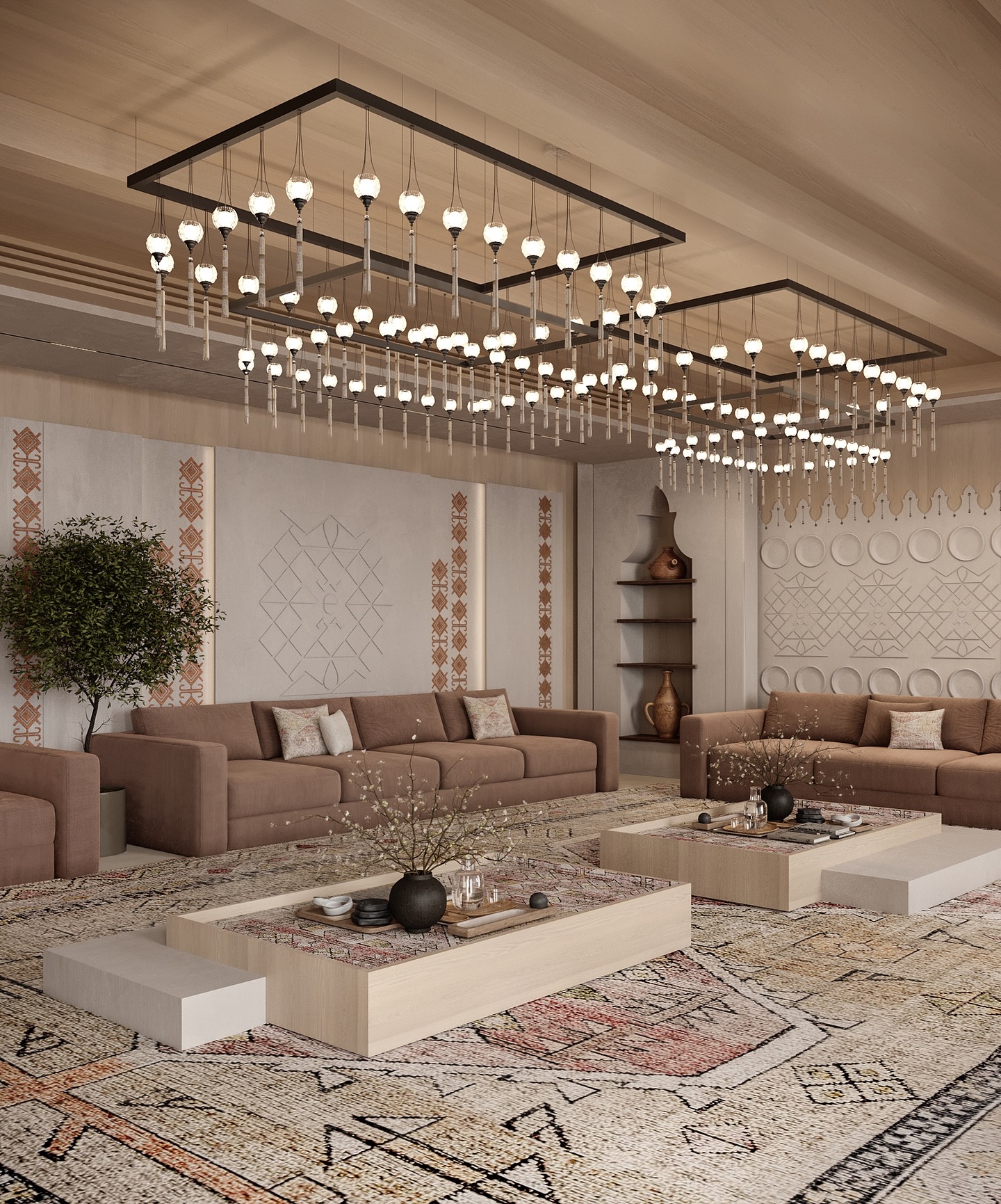 A modern take on the traditional Dewaniya
Where heritage patterns meet contemporary elegance
This Riyadh interior blends Arabesque motifs, handcrafted rugs, and warm earthy tones with sleek lines and bespoke lighting. A gathering space designed for comfort, culture, and connection.
From the textures on the walls to the layered carpets underfoot, every detail reflects timeless Saudi hospitality with a modern soul.
📍 Riyadh, Saudi Arabia
🏡 Dewaniya Interior Design by Maroon Architects
#MaroonArchitects #RiyadhDesign #SaudiLuxury #Dewaniya #InteriorDesign #MajlisDesign #LuxuryMajlis #SaudiArabia #ModernTradition #LuxuryInteriors #HospitalityDesign #ArchitectureLovers #InteriorInspiration #DesignInRiyadh #Majlis #MiddleEastDesign #LuxuryLiving #ArabianDesign