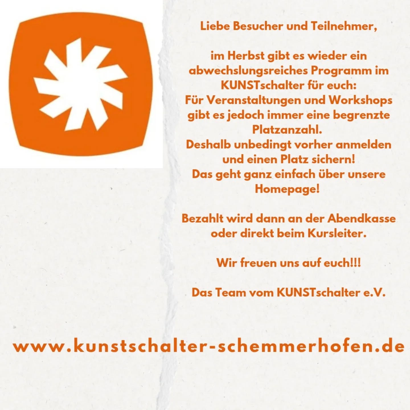 Schaut euch gerne unser Programm online an
www.kunstschalter-schemmerhofen.de
#kunstschalterschemmerhofen #kunstschalterschemmerberg #schemmerhofen
