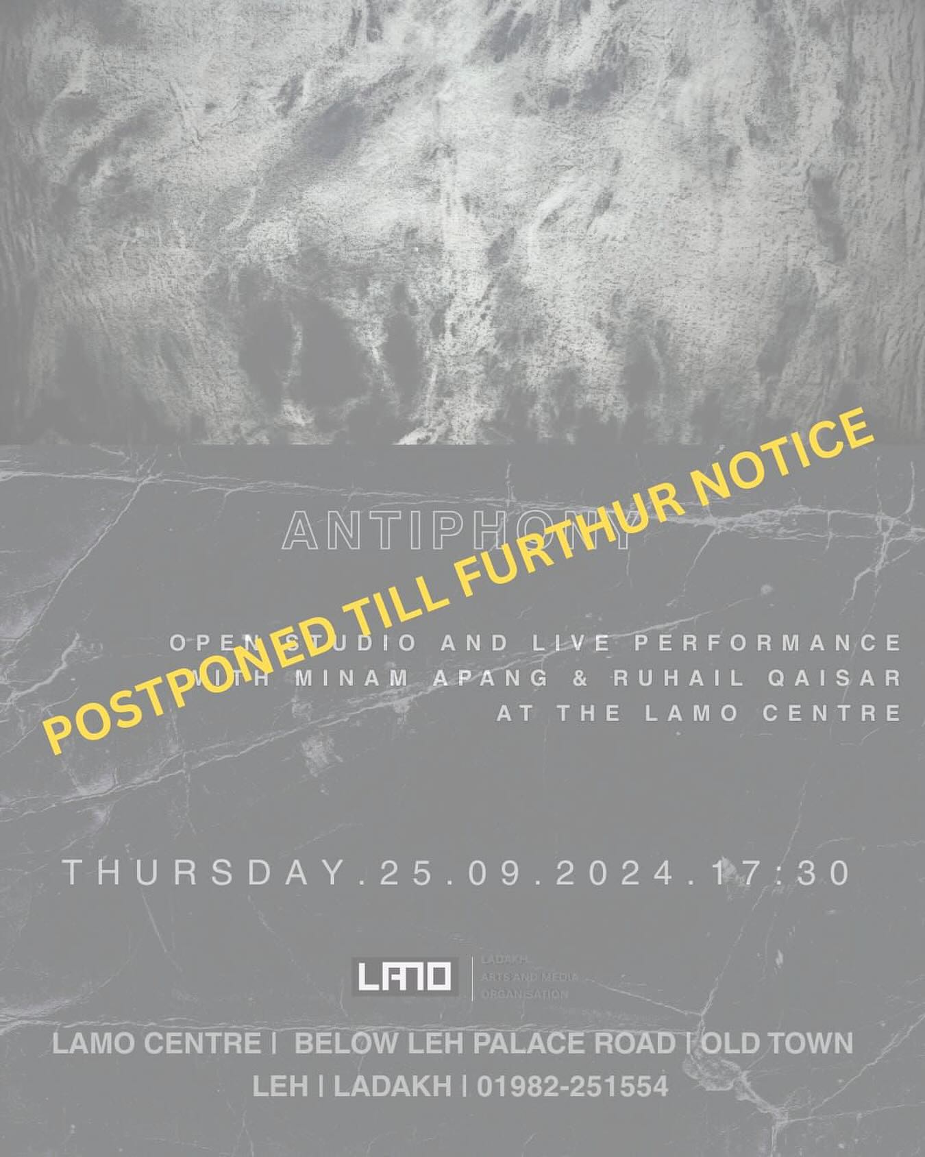 Due to the current situation in Leh, we regret to announce that the scheduled event has been cancelled.