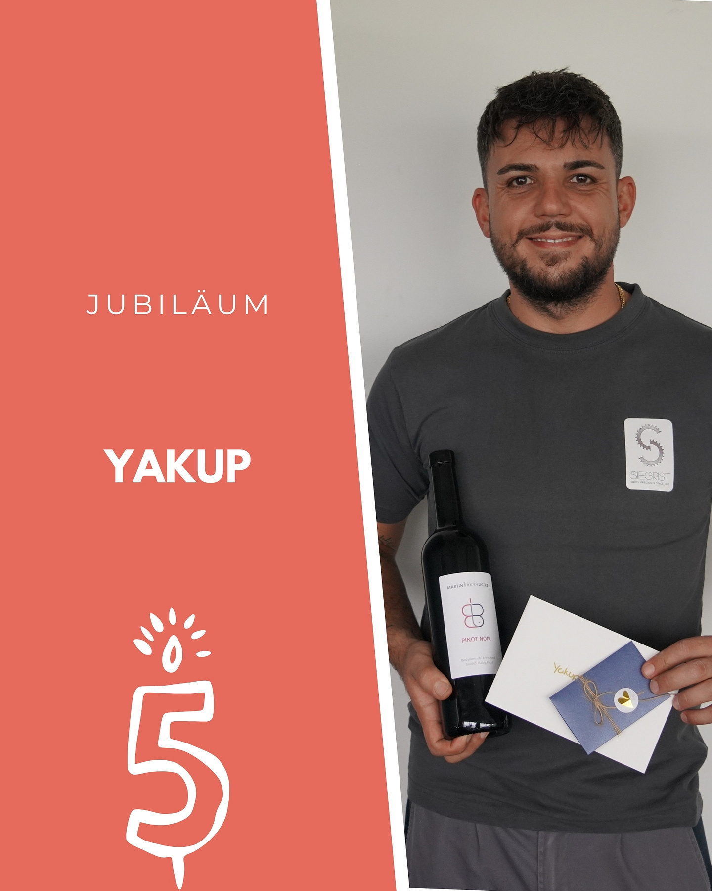5 JAHRE ENGAGEMENT ✨
Seit 5 Jahren ist Yakup ein wertvolles Mitglied der W. Siegrist AG. Mit seinem Fachwissen, seinem Engagement und seinem Teamgeist trägt er massgeblich zum Erfolg unseres Unternehmens bei. Danke, dass du immer mit anpackst. Wir freuen uns, dich in unserem Team zu haben! 🎉
Yakup has been a valuable member of W. Siegrist AG for five years. With his expertise, commitment and team spirit, he contributes significantly to the success of our company. Thank you for always pitching in. We are delighted to have you on our team! 🎉
#wsiegristag #5jahre #engagement #treue #glückwunsch