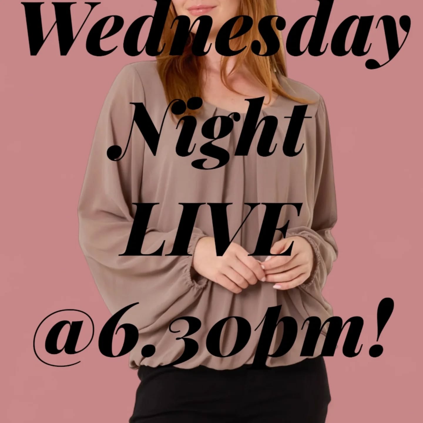Wednesday Night LIVE on Facebook @6.30pm!
#facebooklive #ladies #nightin #fashionstyle ๐ฉท