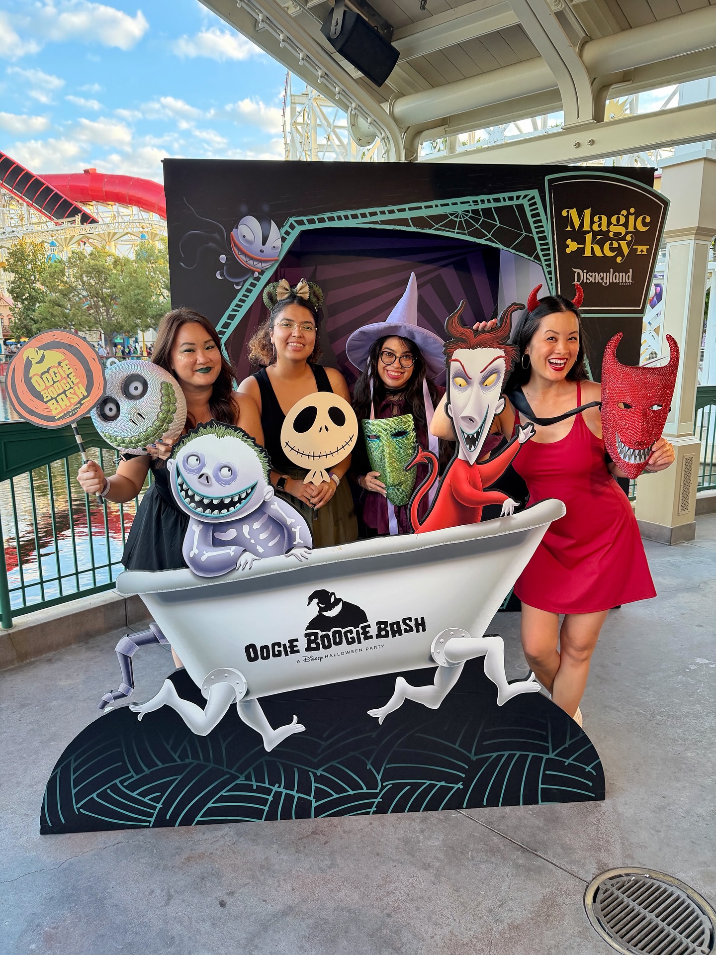 My first Oogie Boogie Bash was incredible! Our Oogie, Lock, Shock & Barrel ‘fits were a HIT. Thank goodness I have such creative friends! Now what am I going to do with all the candy?!?